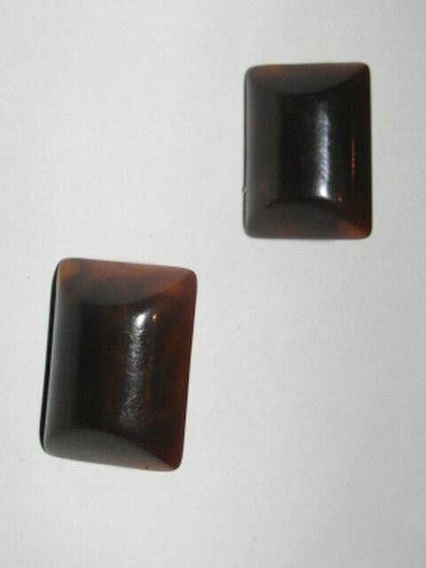 Yves Saint Laurent YSL Brown Swirl Bakelite Bubbled Rectangular Earrings Size ONE SIZE - 1 Thumbnail