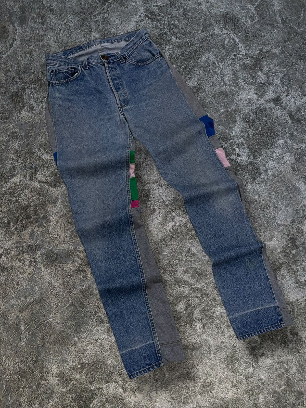 Japanese Brand Vintage Japan Designer 90’s H&+KB Denim Rebuild Sweatpant Size US 28 / EU 44 - 2 Thumbnail