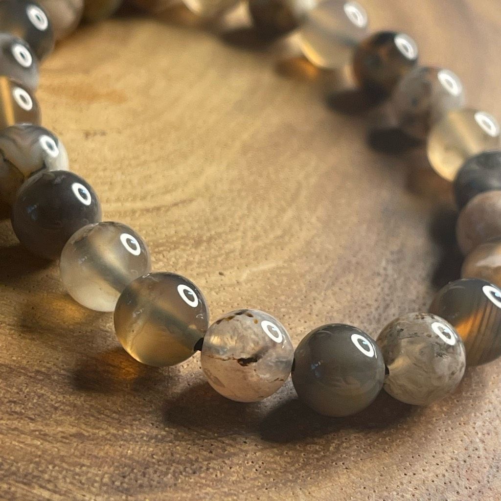 Other Black Flower Agate stretch beaded bracelet 7” crystal healing beads 8mm ONE NEW Size ONE SIZE - 6 Thumbnail