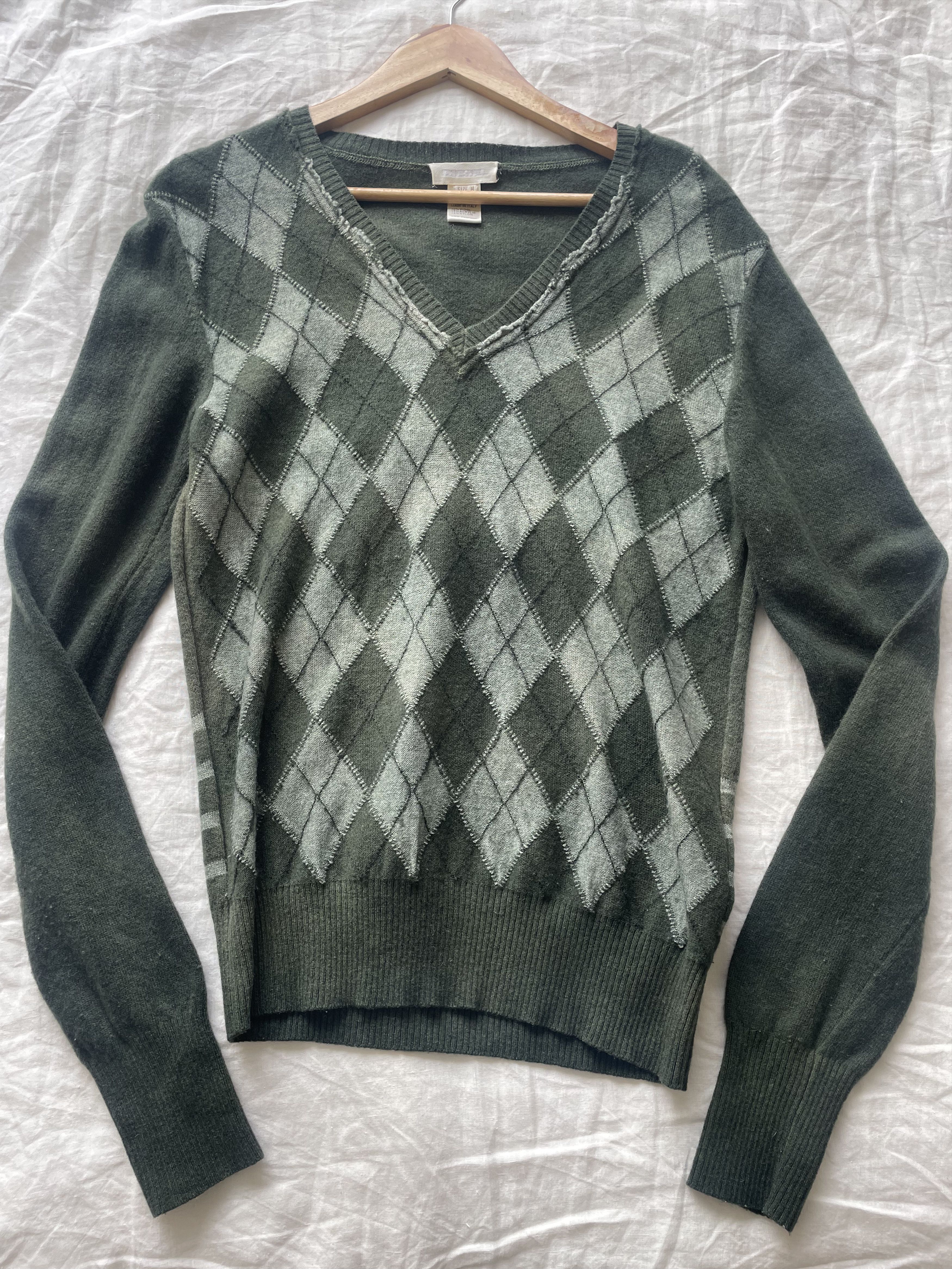Diesel Diesel Distressed Argyle Wool Knit Size US M / EU 48-50 / 2 - 1 Thumbnail