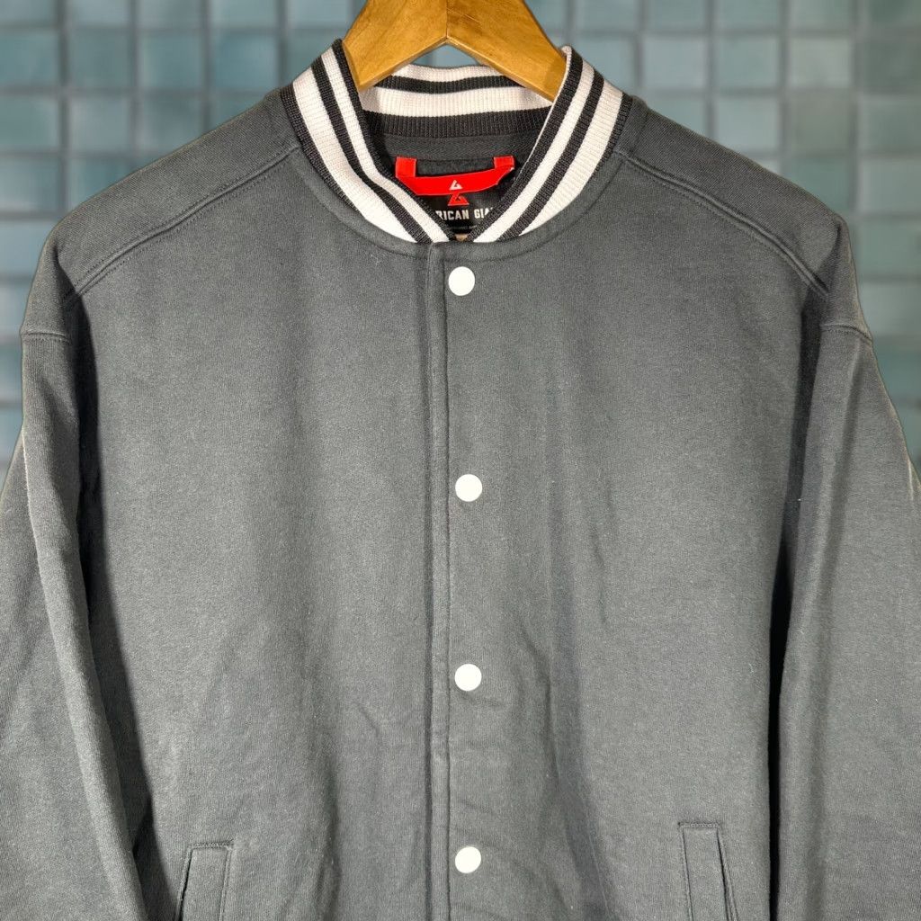 Vintage American Giant Mens Varsity Bomber Jacket Black White Snap Front Made in USA S Size US S / EU 44-46 / 1 - 1 Thumbnail
