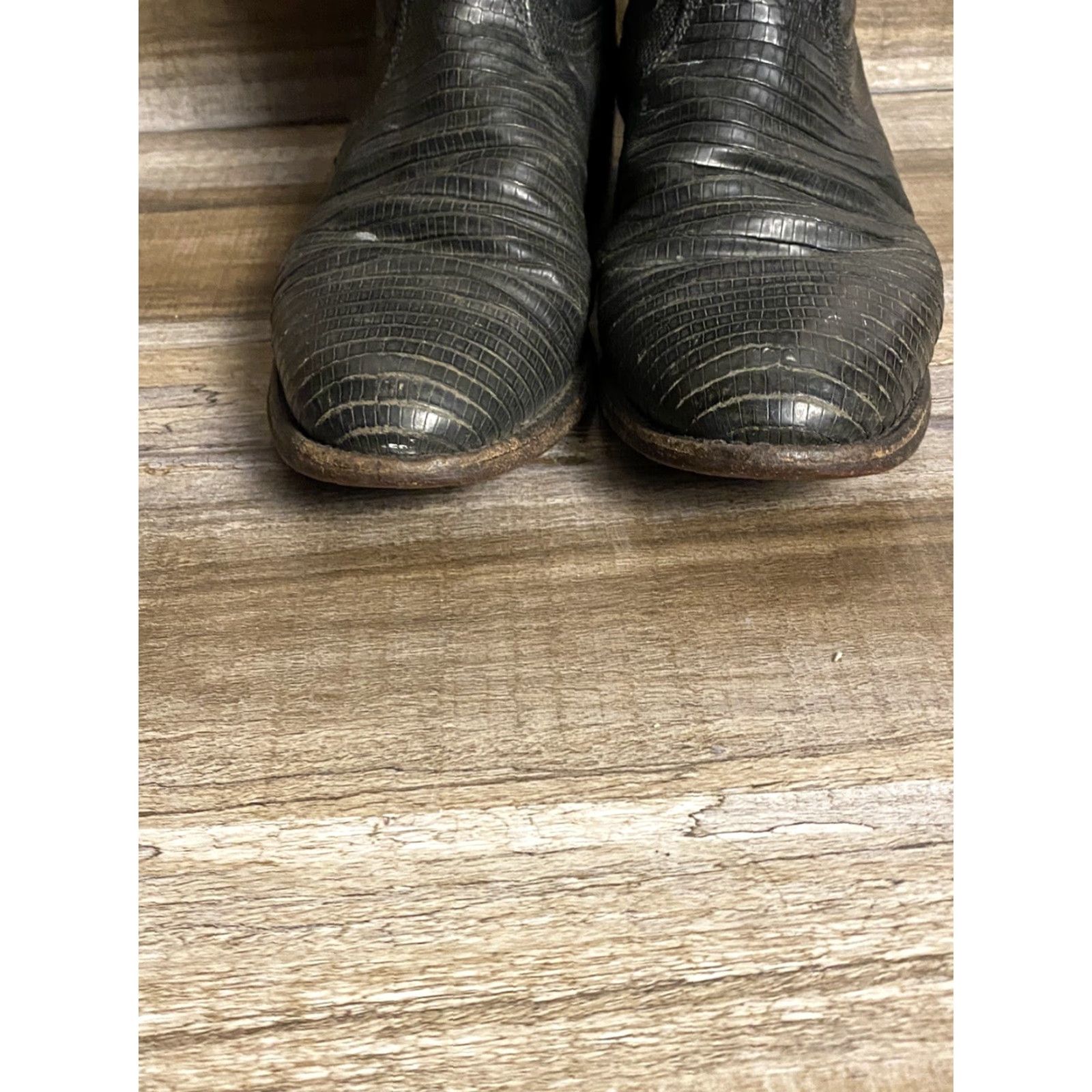 Justin Boots Justin Boots Western Cowboy Boots Womens 6B Black Leather Lizard USA Made 3733 Size US 6 / IT 36 - 6 Thumbnail