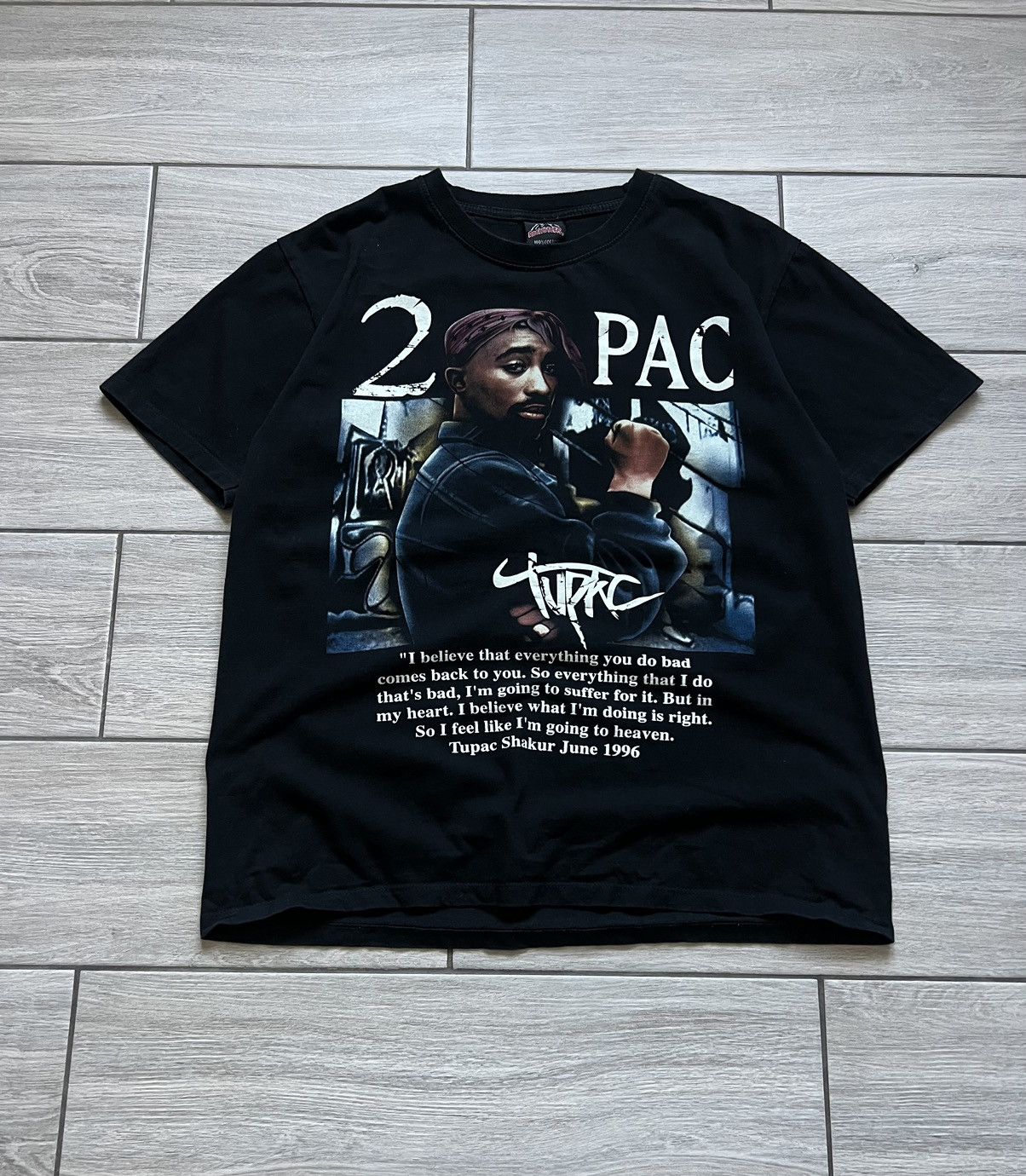 Band Tees × Rap Tees × Vintage Vintage 2Pac Tupac Shakur 1996 Men’s Black T-Shirt Size US L / EU 52-54 / 3 - 3 Thumbnail