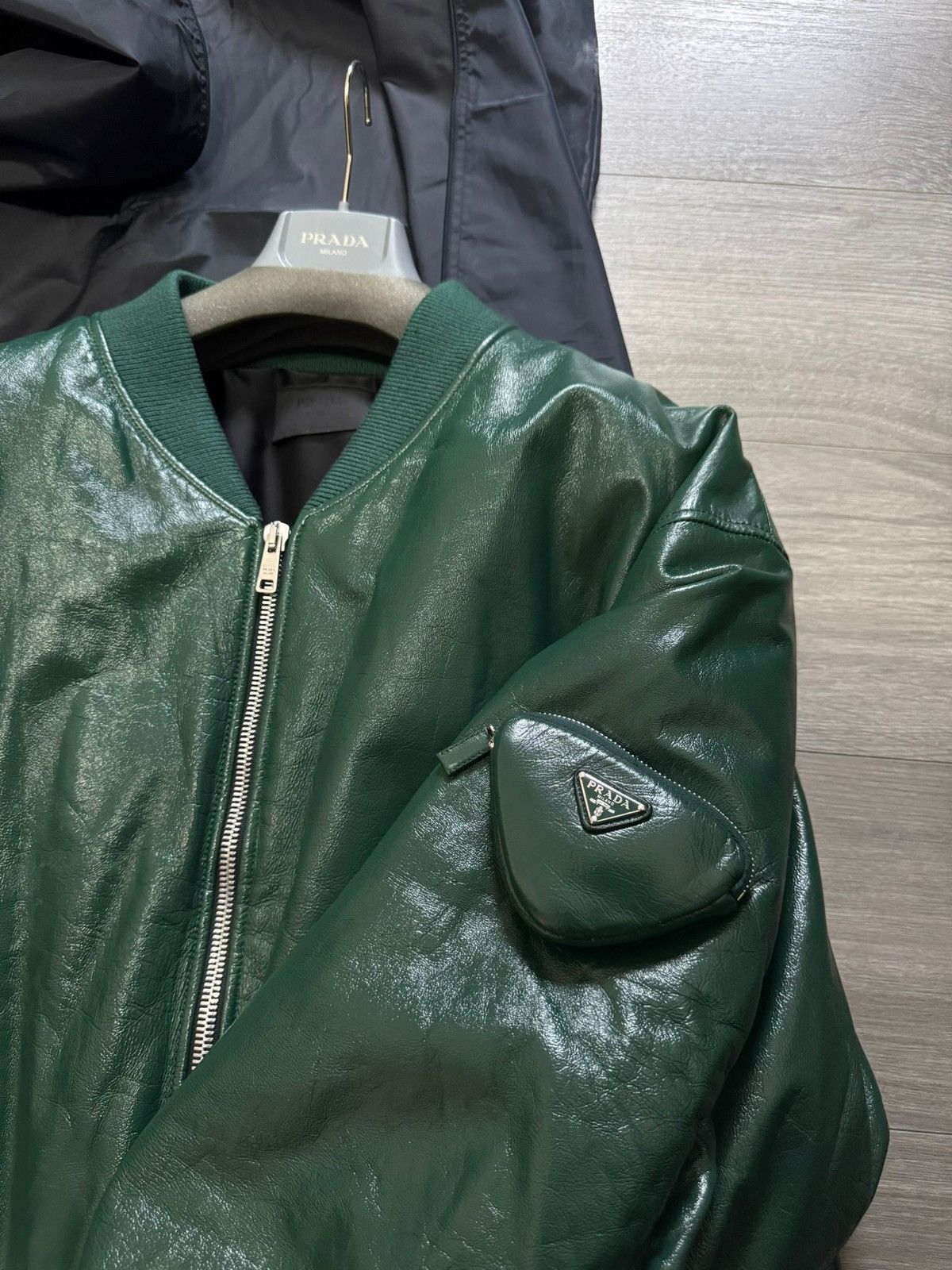 Prada Prada Oversized nappa leather bomber jacket bottle green Size US XXL / EU 58 / 5 - 4 Thumbnail