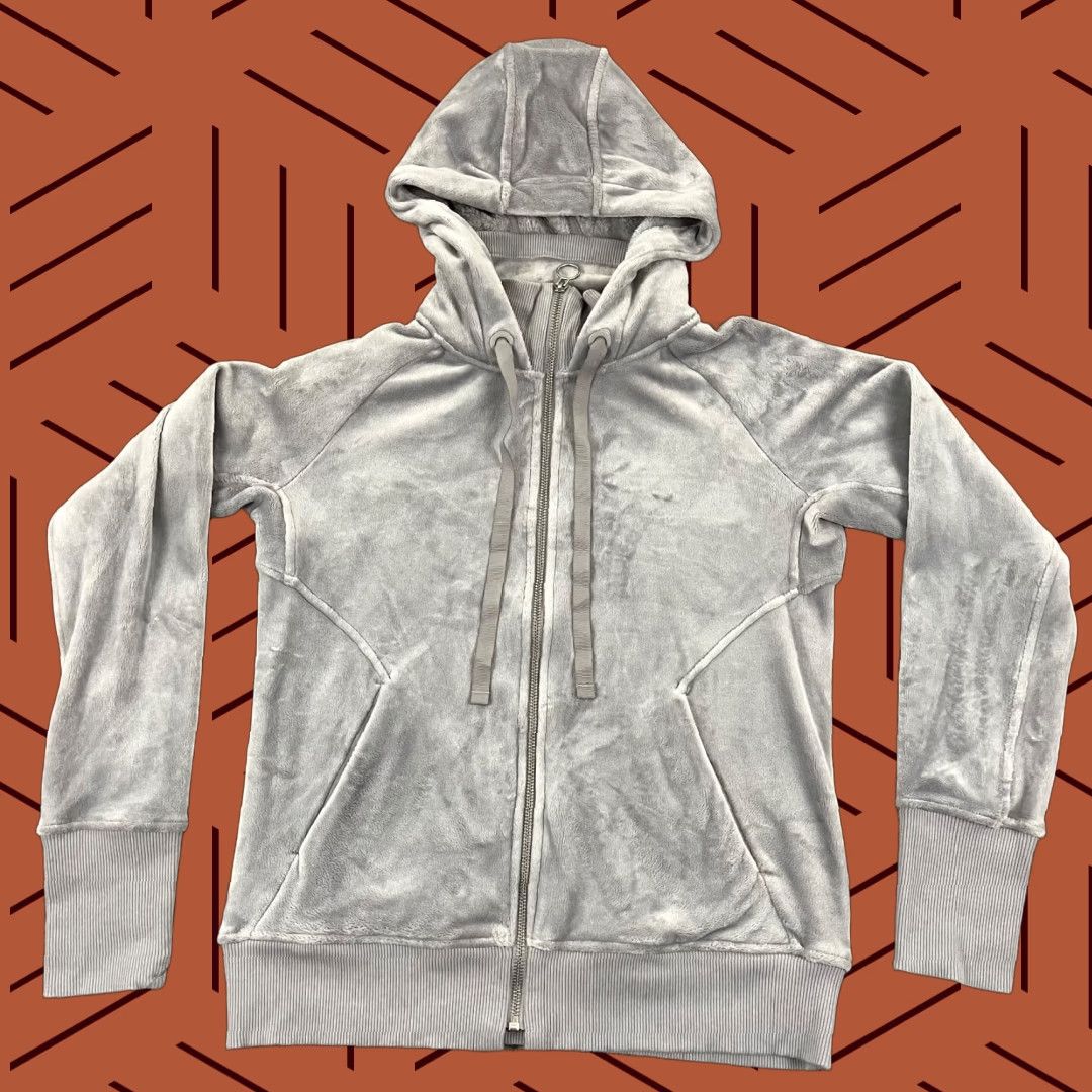 Athleta Athleta Hoodie Womens Small Gray Velour Triumph Double Cozy Gray 511432 Size S / US 4 / IT 40 - 1 Thumbnail