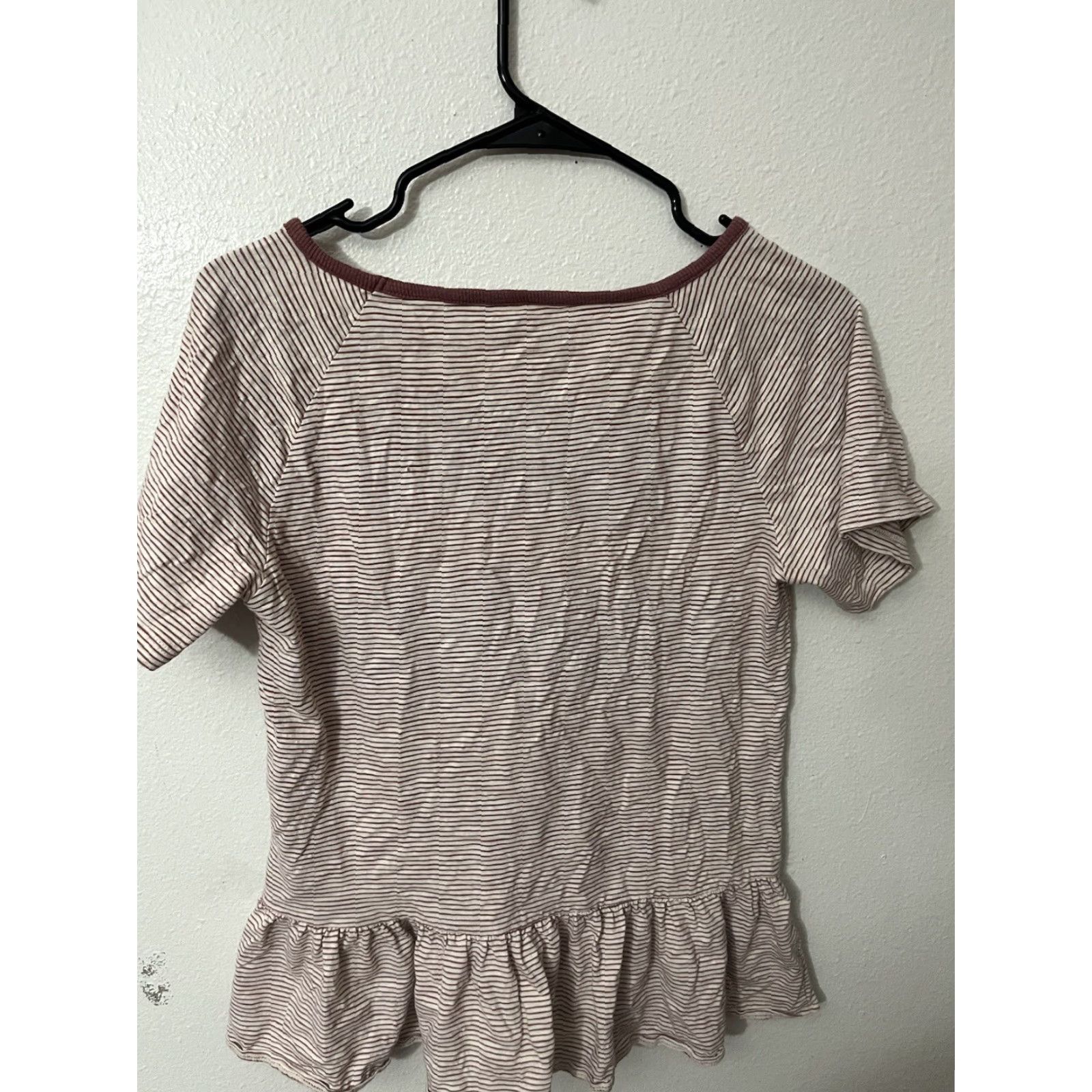 Lucky Brand Luck Brand Women's Brown Stripe Short Sleeve Pullover Top M Casual Blouse Shirt Mens Womens Girls? Size M / US 6-8 / IT 42-44 - 2 Thumbnail