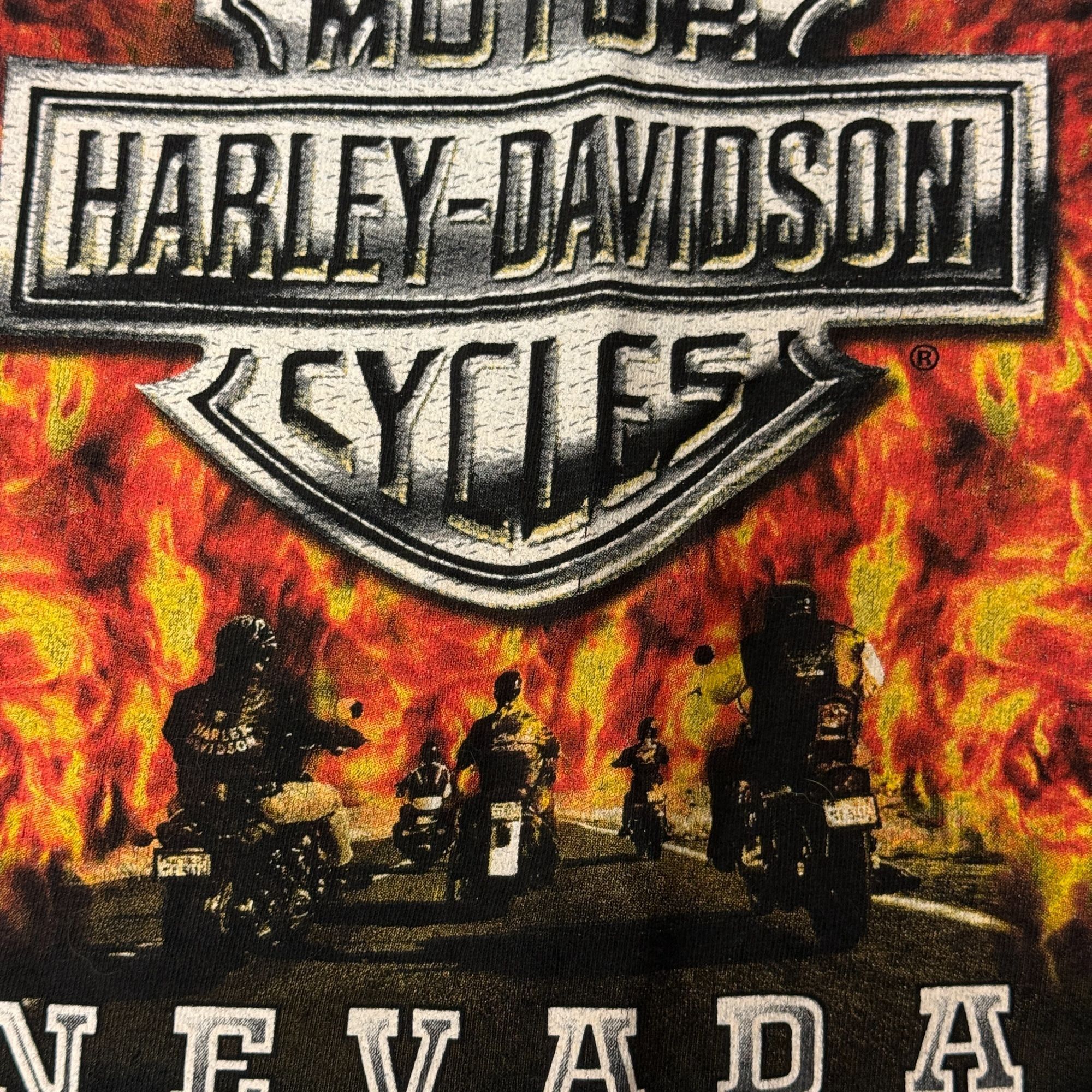 Harley Davidson H-D Motorcycle LAS VEGAS Nevada FLAMING STREET BIKER T Shirt Size US XXL / EU 58 / 5 - 7 Thumbnail