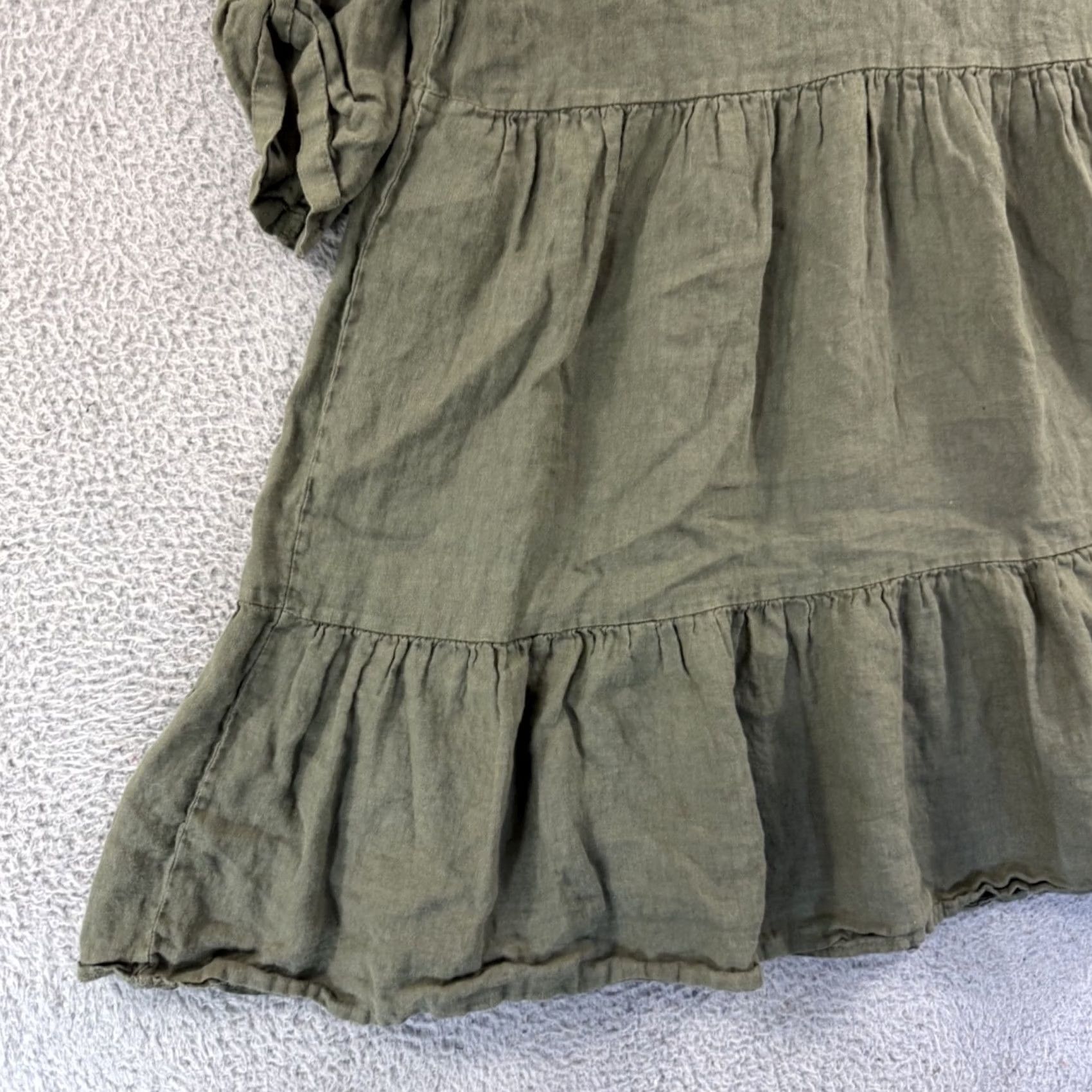 Vintage Bellambra Dress Women Medium Green Linen Trapeze Midi Boho Roll Tab Sleeve Italy Vintage No Size M / US 6-8 / IT 42-44 - 3 Thumbnail