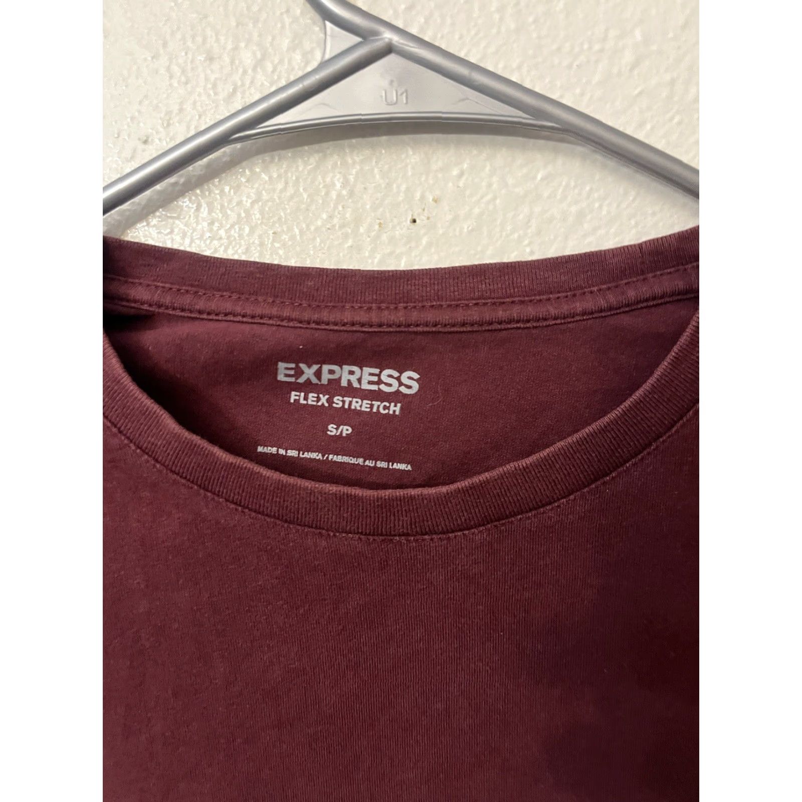 Express EXPRESS Crew Neck Tee Slim Short Sleeve Solid T-Shirt Maroon S Mens Size US S / EU 44-46 / 1 - 2 Thumbnail