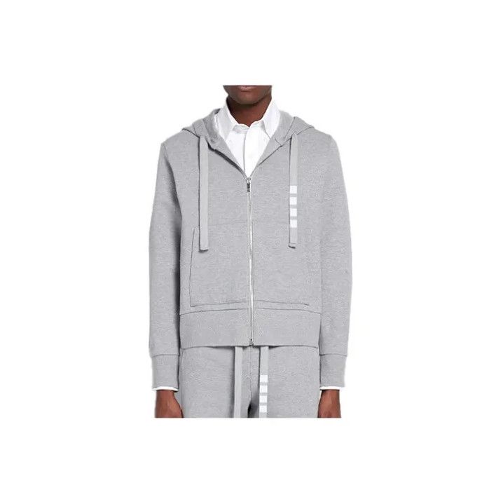 Thom Browne Thom Browne Gray Zippered Hoodie for Men Size US M / EU 48-50 / 2 - 1 Thumbnail