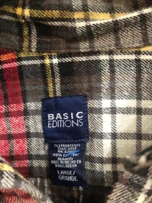 Vintage vintage Basic Editions Plaid Tartan Flannel Shirt 👕 Size US L / EU 52-54 / 3 - 3 Thumbnail