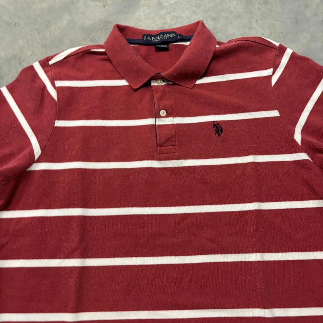 U.S. Polo Assn. × Vintage Crazy Vintage Y2K/2000s Red Striped U.S. Polo Assn. Streetwear Essential Polo Shirt! Size US L / EU 52-54 / 3 - 2 Thumbnail