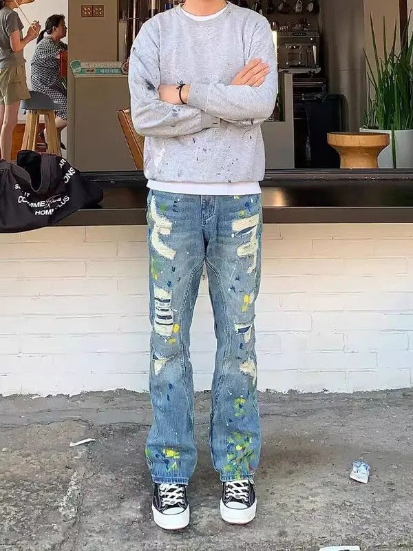VIBE Street washed ripped hip hop jeans with splashes of ink Size US 32 / EU 48 - 4 Thumbnail