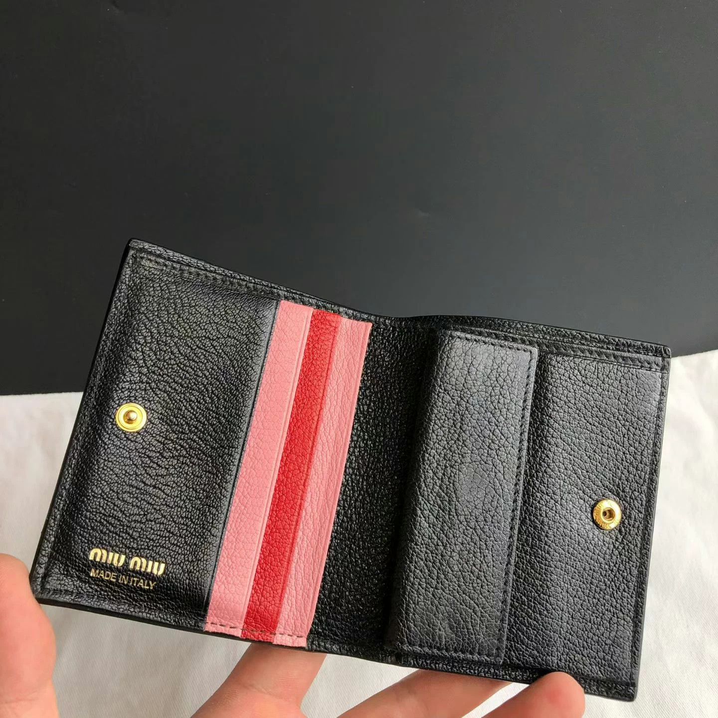 Miu Miu 【MIUMIU】Classic Black and Gold Folding Wallet Size ONE SIZE - 6 Thumbnail