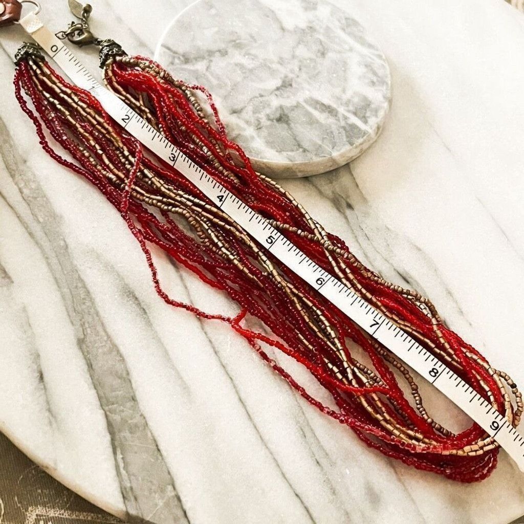 Coldwater Creek Coldwater Creek Layered Seed Beaded Necklace Red Size ONE SIZE - 5 Thumbnail