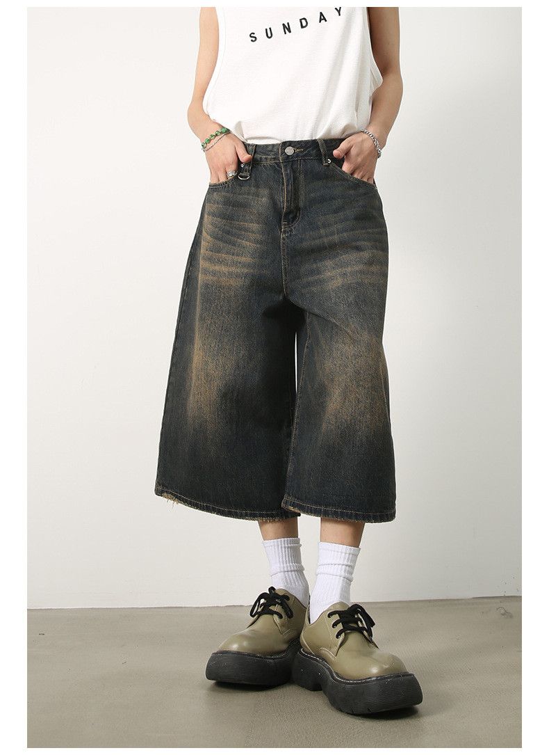 Japanese Brand × Jean Vintage washed distressed loose versatile denim shorts Size US 32 / EU 48 - 2 Thumbnail