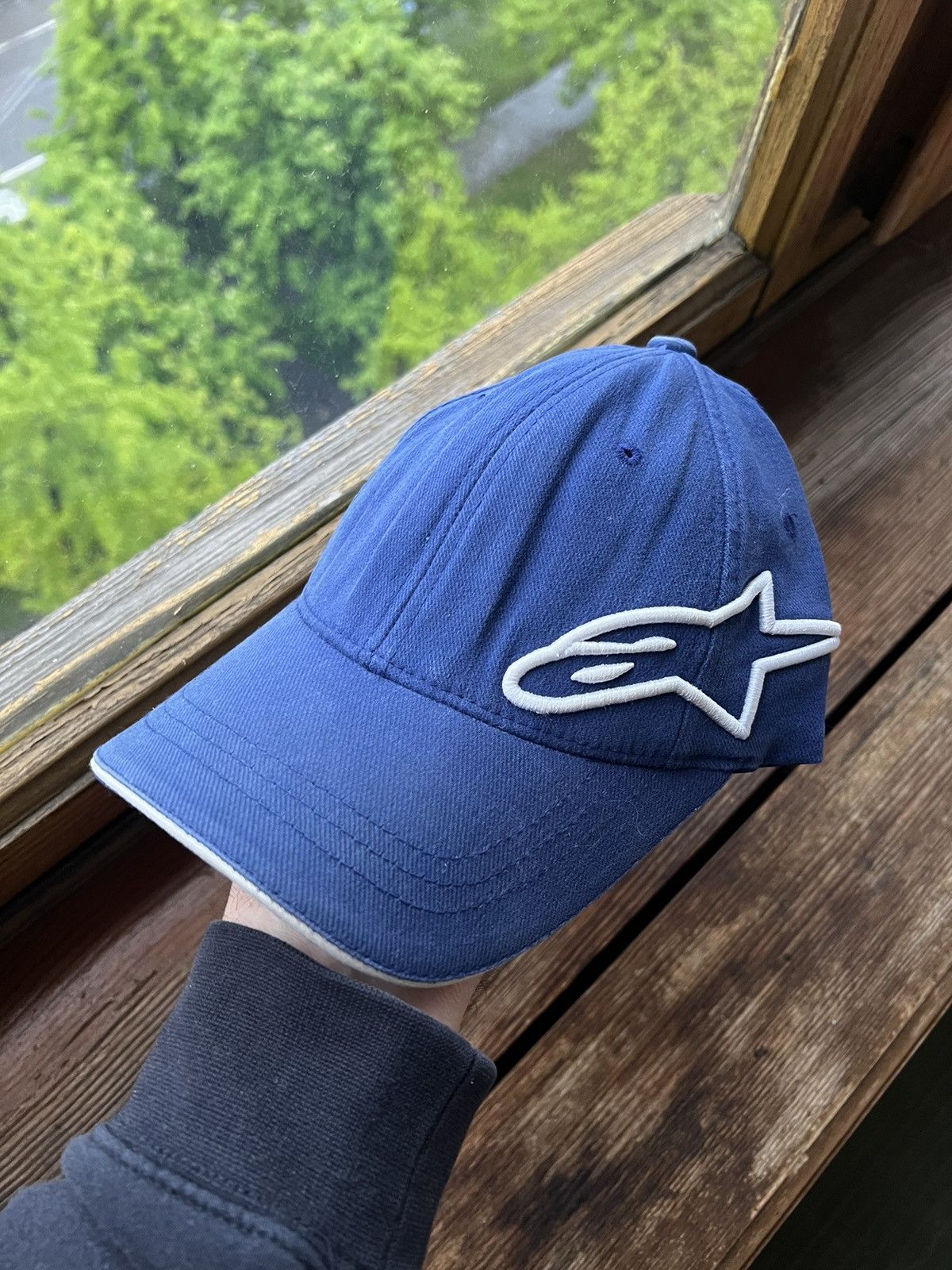 Pre-owned Alpinestars Vintage Y2k Flexfit  Cap 90's Hat In Blue