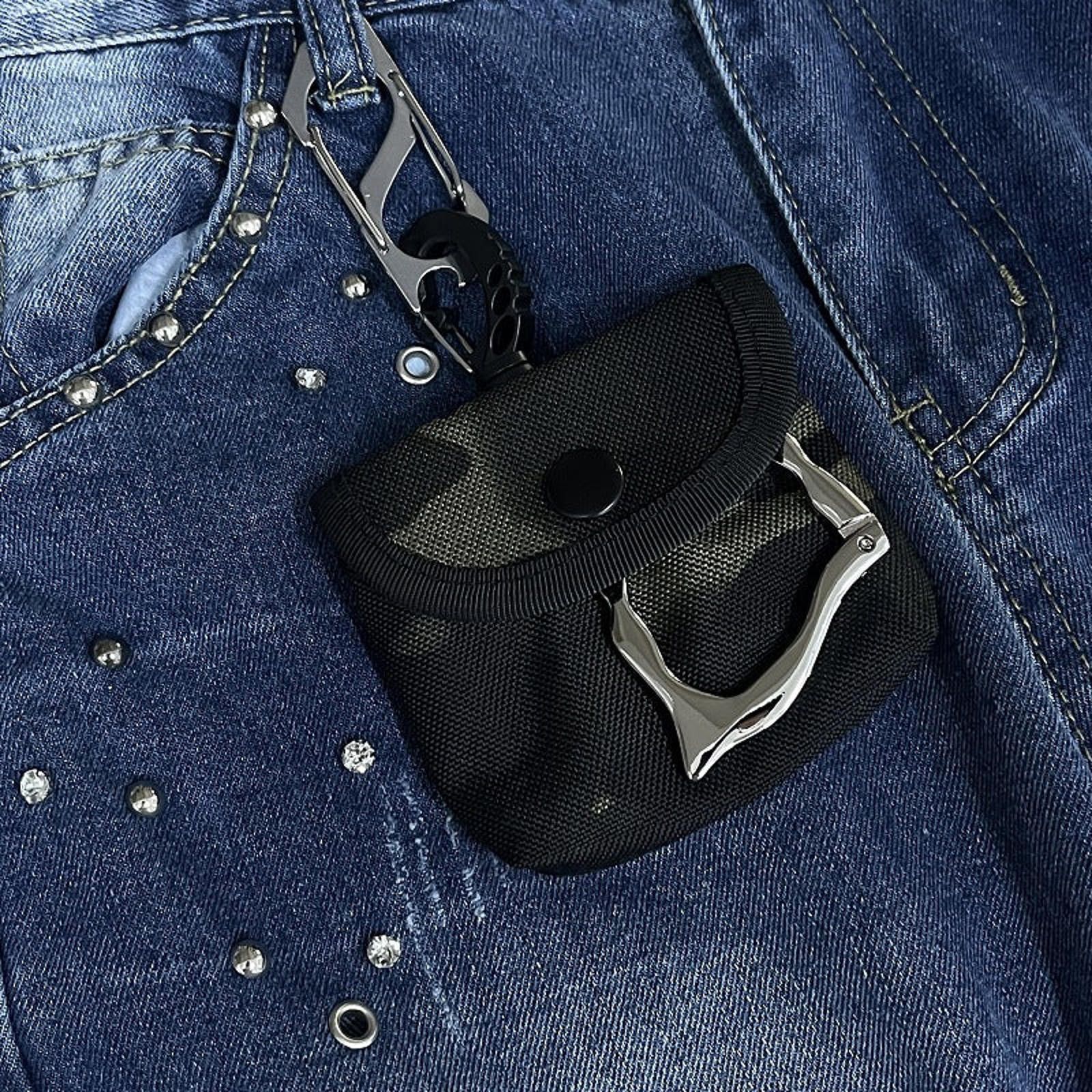 Jewelry Black Camouflage Compact Keychain Pouch, Durable Clip Size ONE SIZE - 1 Thumbnail