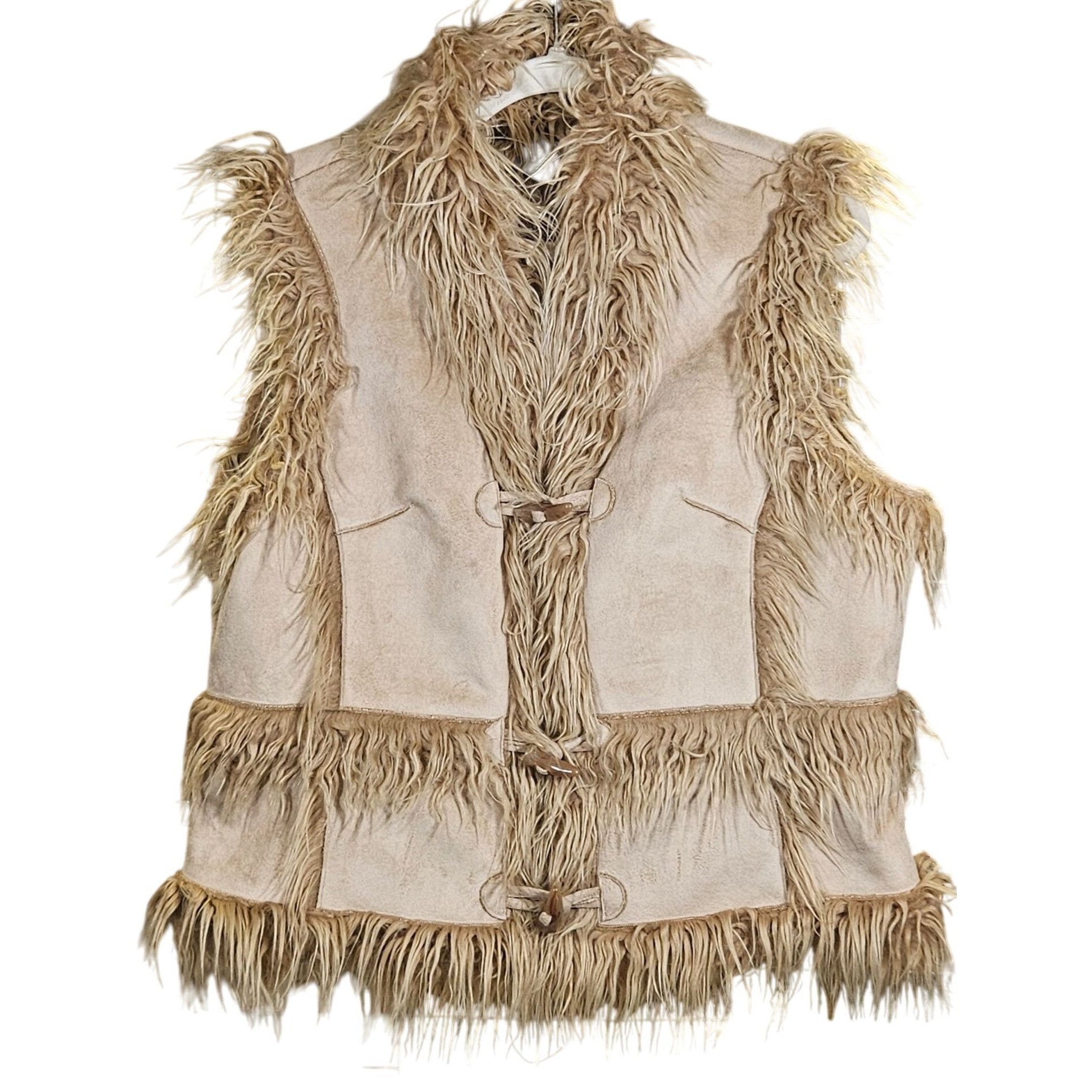 Other Vintage Boho Faux Fur Vest Women INC L Beige Shaggy 70s Fest Size L / US 10 / IT 46 - 2 Thumbnail