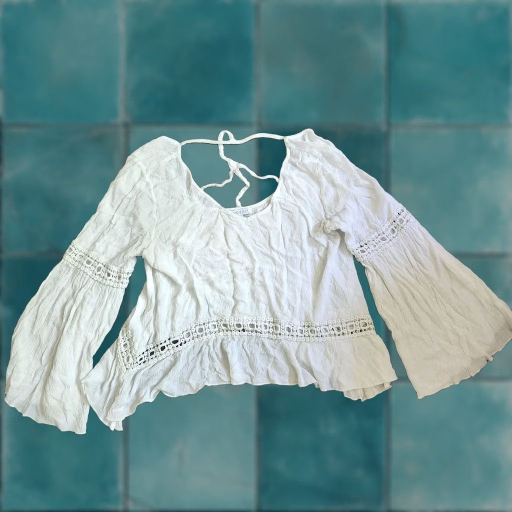 Vintage Patrons Of Peace Blouse Shirt Juniors M White Rayon Pullover Casual Travel Party/Cocktail Spring Summer Fall Womens Girls? Size M / US 6-8 / IT 42-44 - 1 Thumbnail