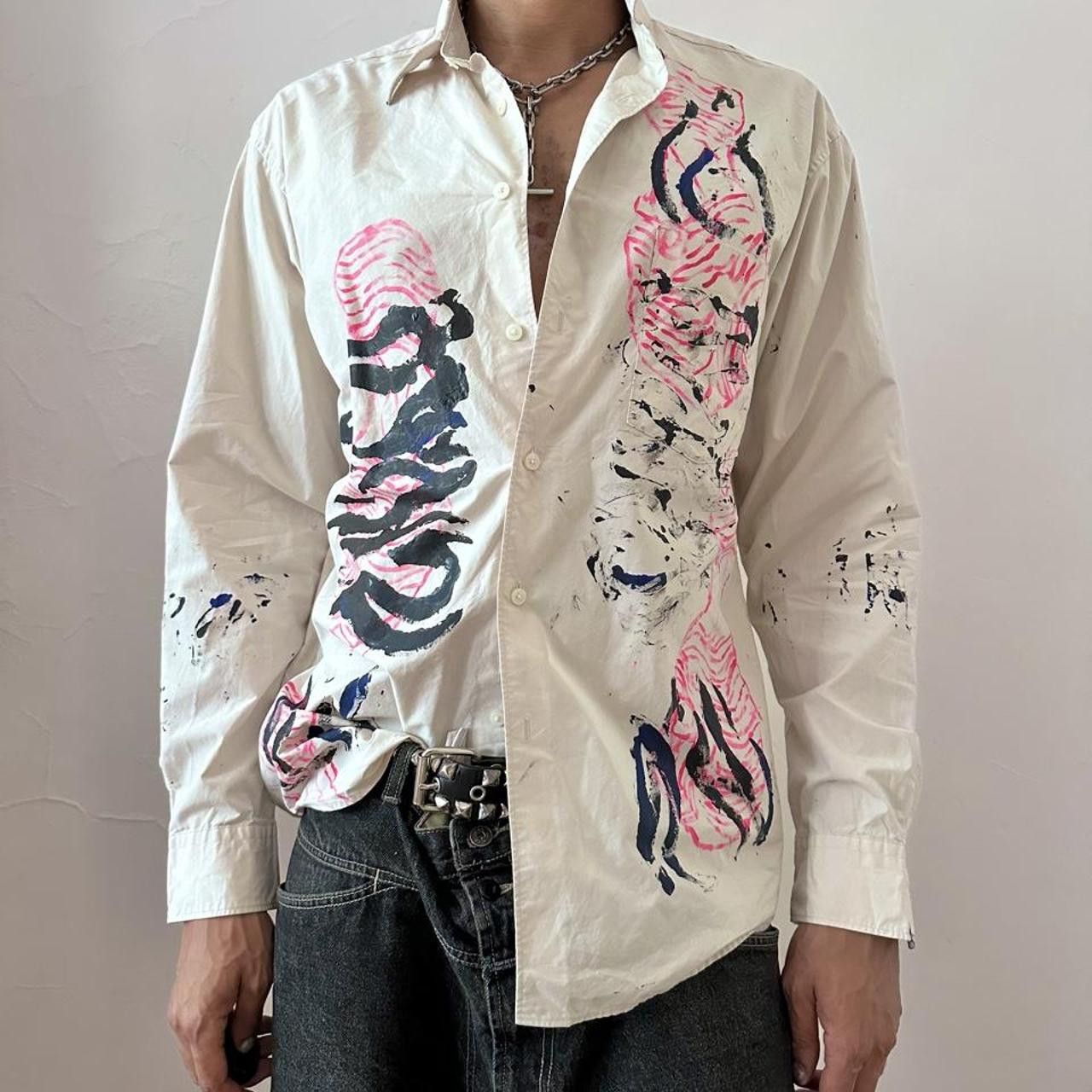 Uniqlo ASTROBOI* x Uniqlo 'Tattoo' Tan Graphic Button Up Shirt -XL Size US XL / EU 56 / 4 - 1 Thumbnail