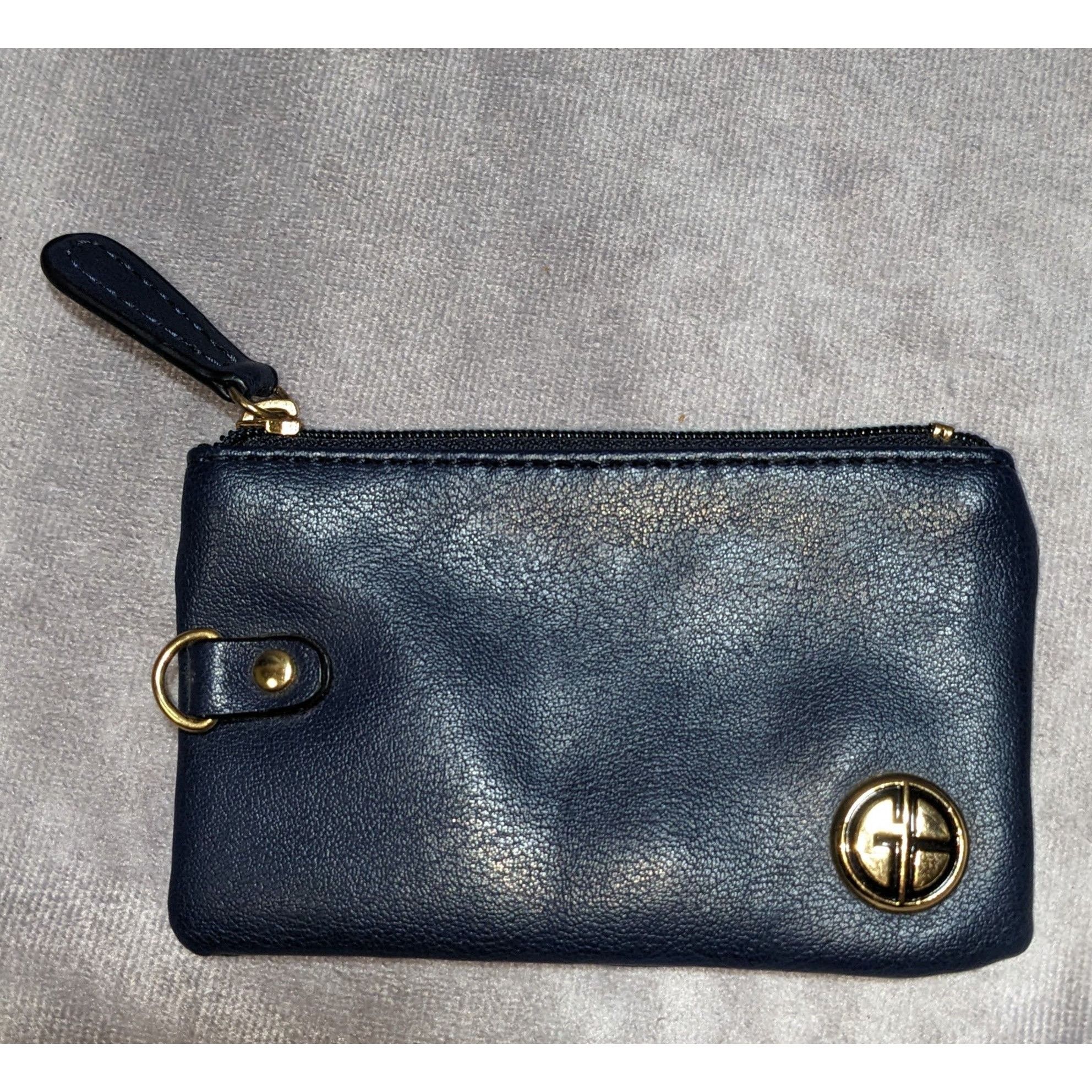 Giani Bernini Giani Bernini Navy Blue Leather-Look Coin Purse With Gold-To Size ONE SIZE - 1 Thumbnail