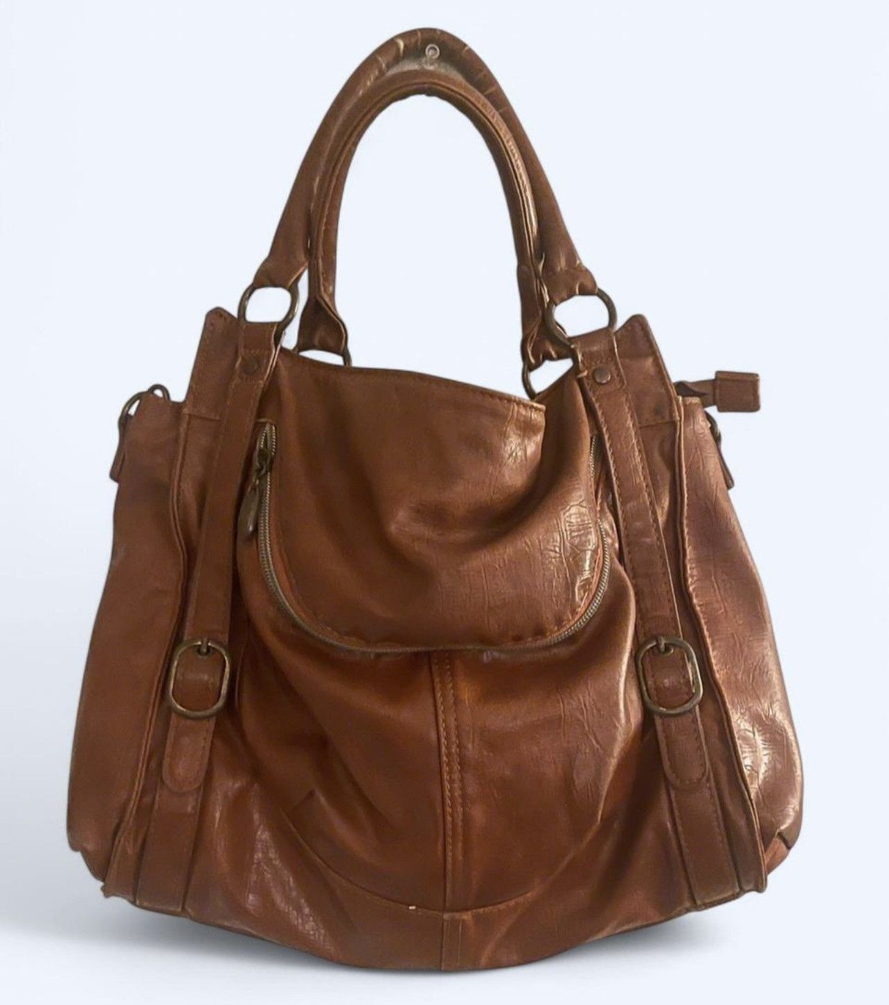 Vintage Vintage Brown Faux Leather Handbag Size ONE SIZE - 2 Thumbnail