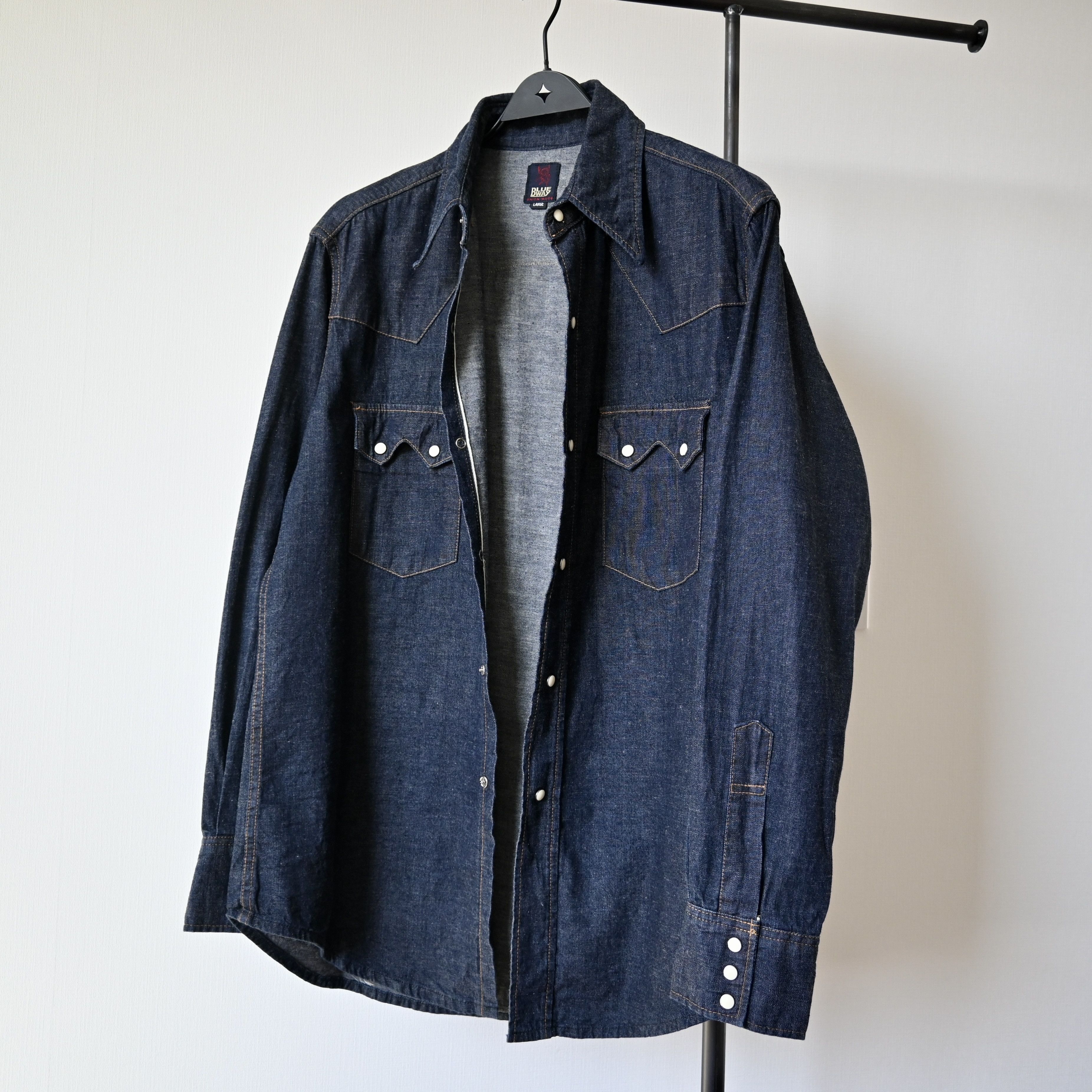 Japanese Brand VTG 1990s BLUE WAY indigo denim western shirt, made in Japan Size US L / EU 52-54 / 3 - 20 Thumbnail