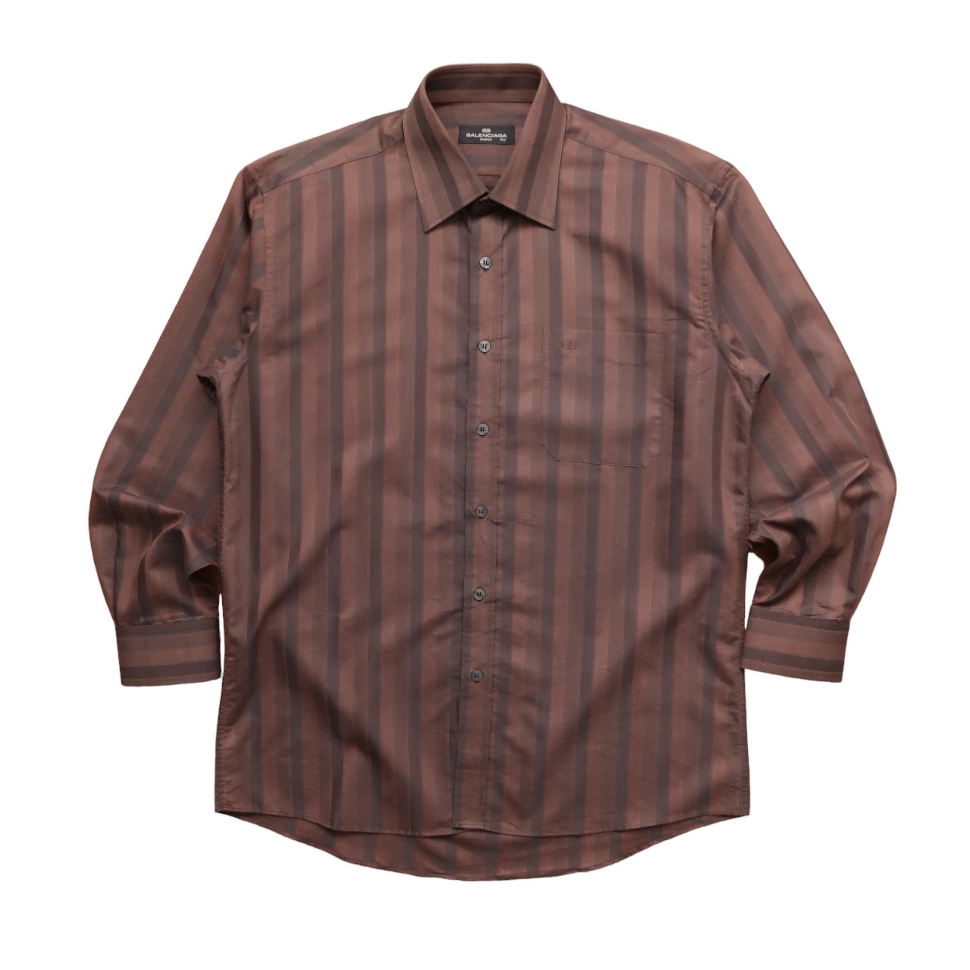 image of 90's Vintage Balenciaga Brown Triple Stripe Shirt Luxury, Men's (Size XL)