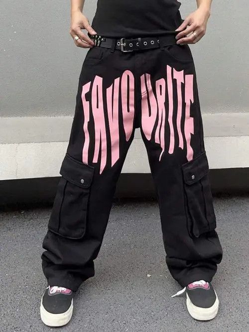 Japanese Brand Graphic Baggy Drip Drill Cargo Size US 34 / EU 50 - 3 Thumbnail