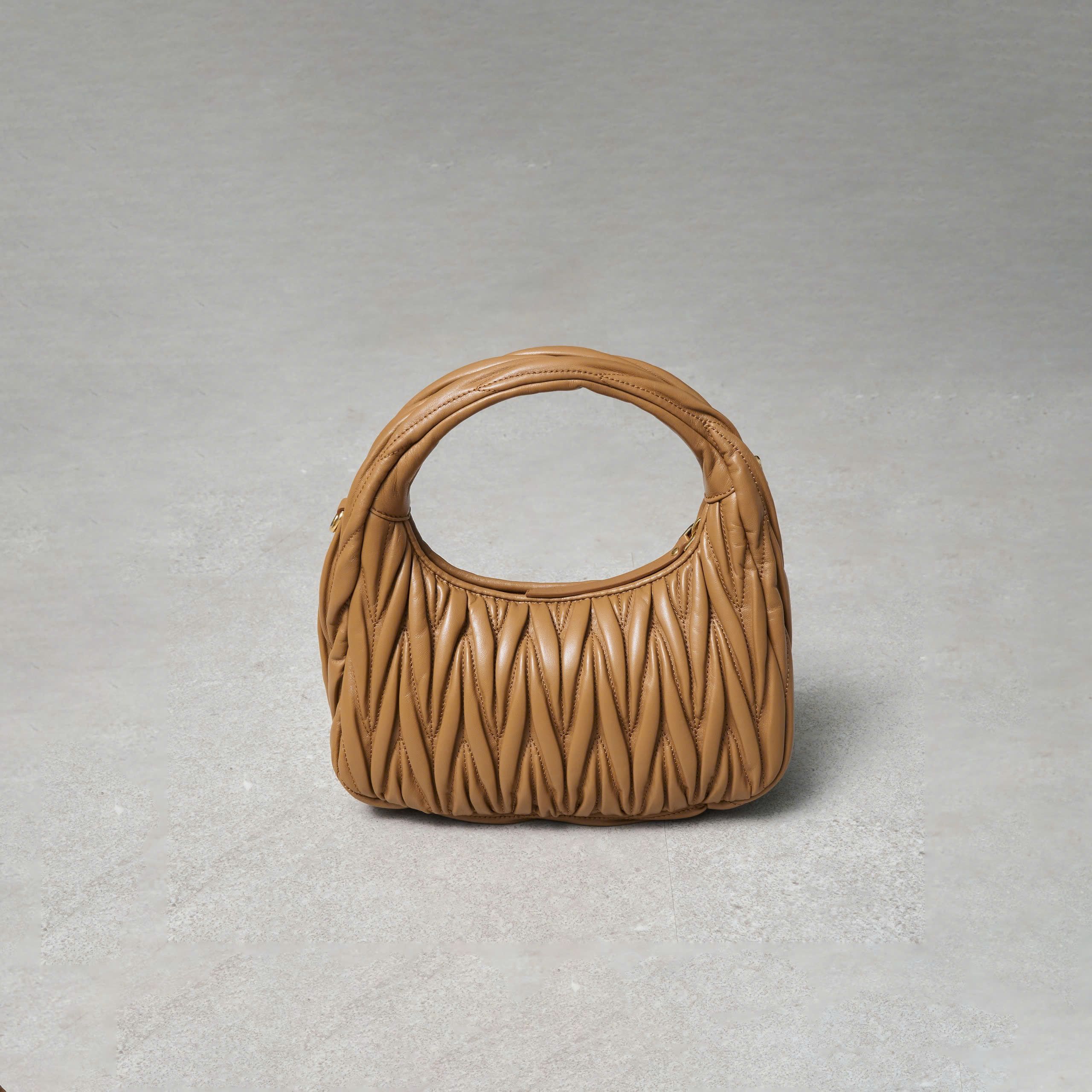 Miu Miu MIU MIU Wander Matelassé Small Hobo Bag CARAMEL Size ONE SIZE - 7 Thumbnail