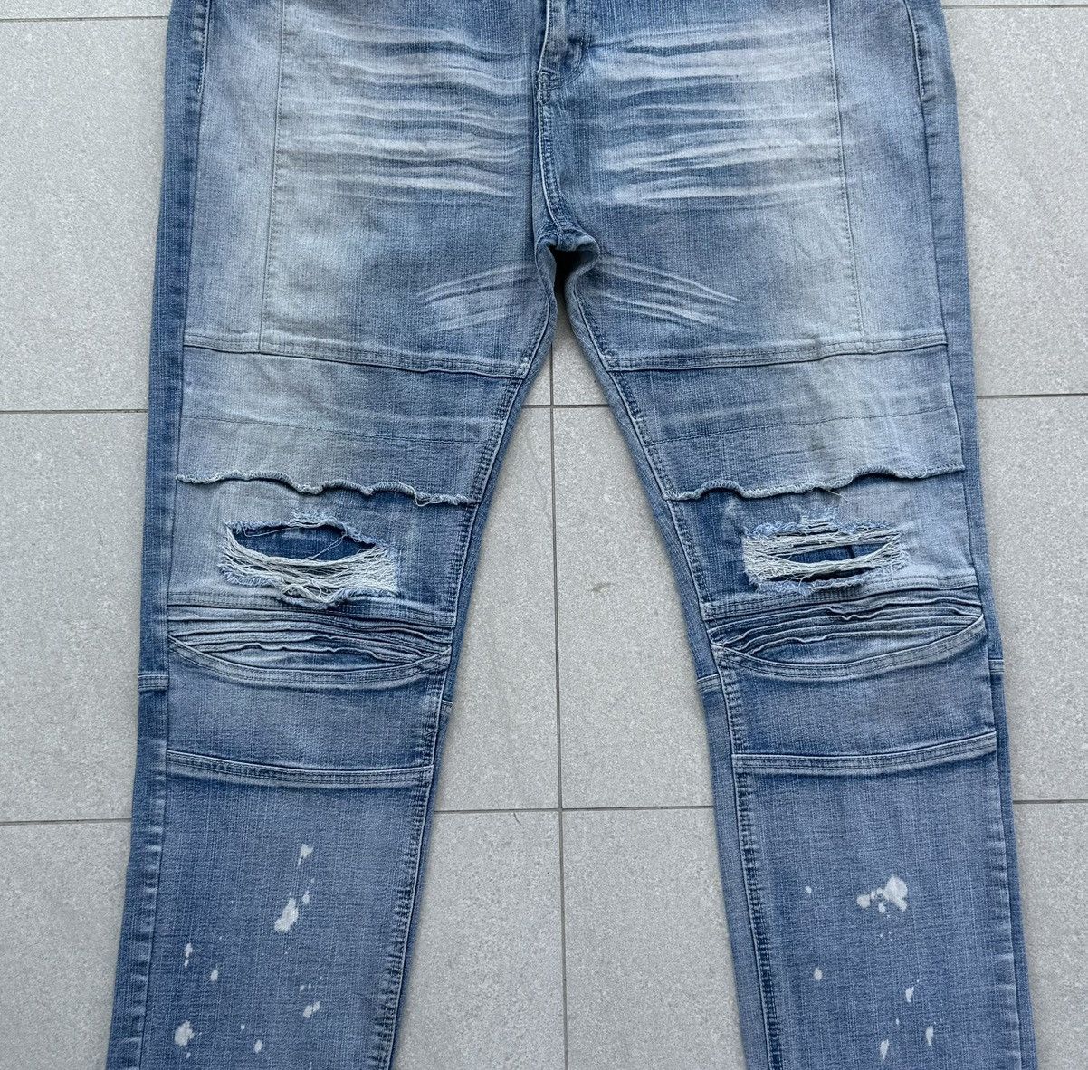 Japanese Brand ENCRYPTED Denim Slim Ripped Stretchable DISTRESSED SLIM-FIT Size US 42 / EU 58 - 3 Thumbnail