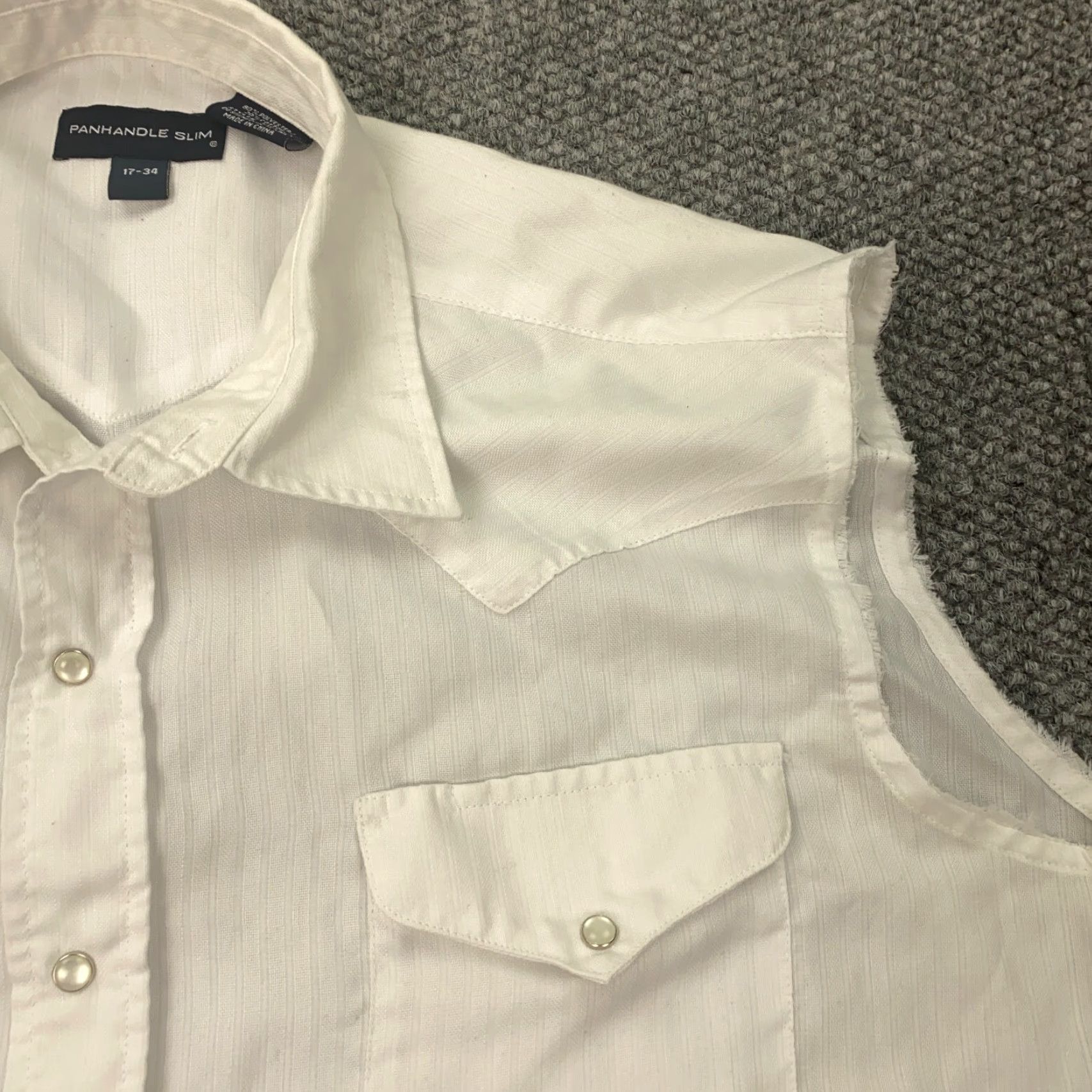 Vintage VINTAGE Panhandle Slim Western Shirt Mens 17-34 White Pearl Snap Sleeveless XS? Size US XL / EU 56 / 4 - 5 Thumbnail