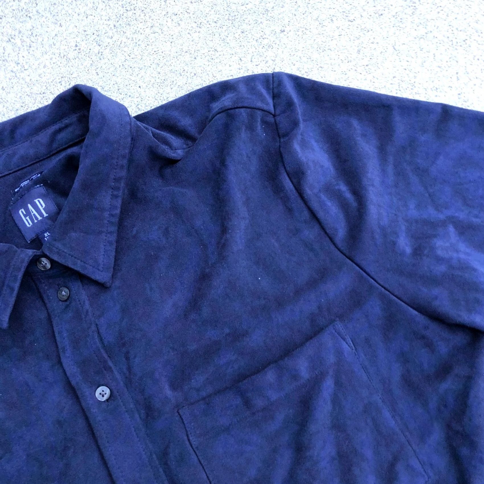 Gap GAP Button-Up Shirt Women XL Tall Faux Leather Long Sleeve Blue Suede Button Down Size XL / US 12-14 / IT 48-50 - 3 Thumbnail