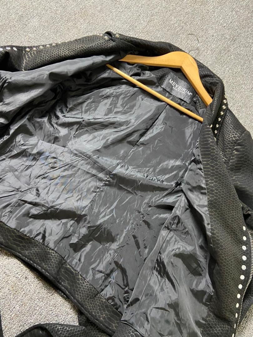 Japanese Brand Meysikim Snakeskin Faux Suede Biker Jacket (182) Size L / US 10 / IT 46 - 6 Thumbnail