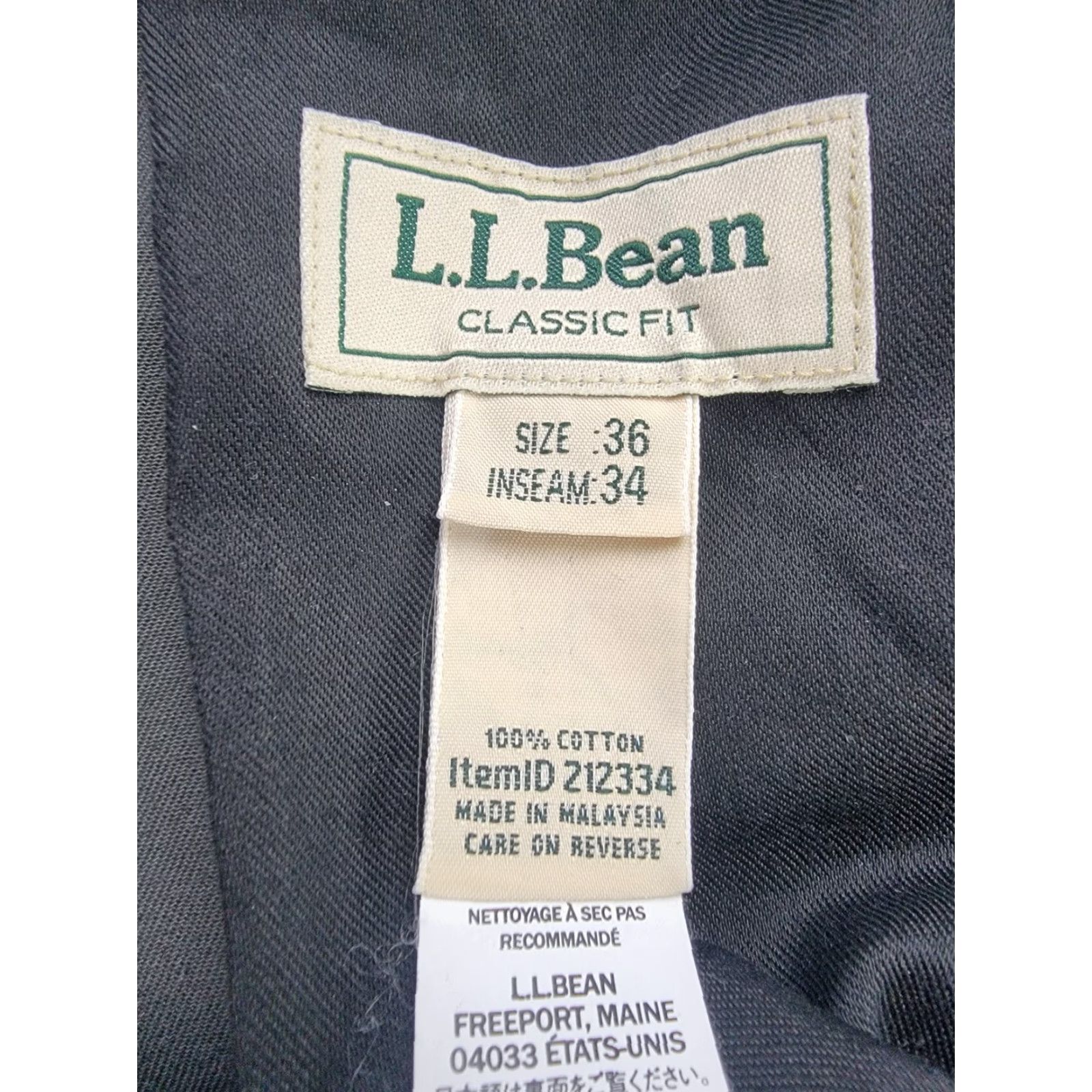 Vintage LL Bean Pants Mens 36x34 Gray Chino Pleated 100% Cotton NWT Double L Size US 36 / EU 52 - 5 Thumbnail