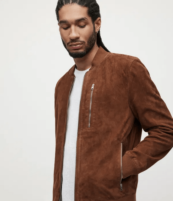 Allsaints ALLSAINTS Kemble Suede Brown Camel Bomber Jacket Coat M Size US M / EU 48-50 / 2 - 2 Thumbnail