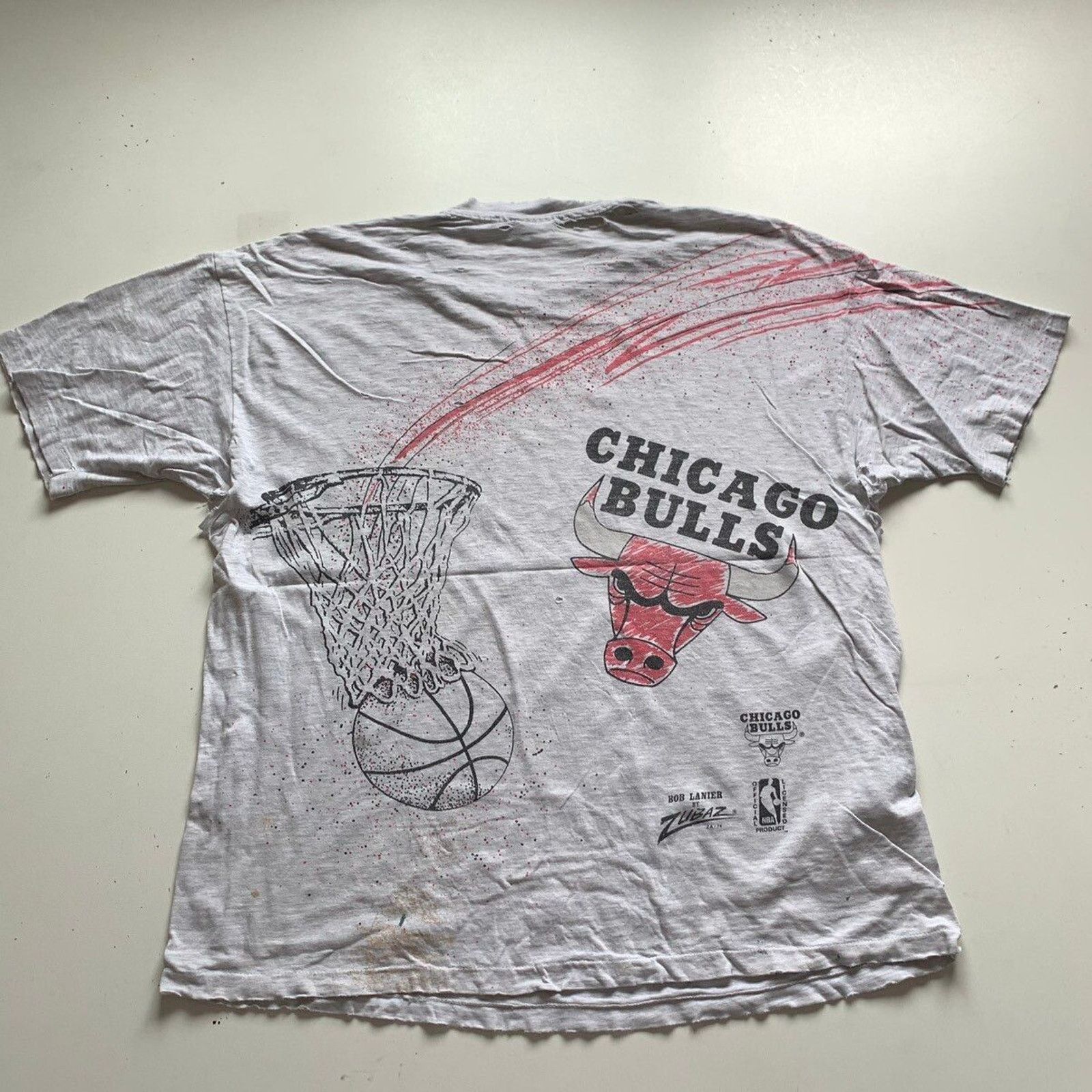 NBA × Vintage Vintage 90s Chicago Bulls NBA AOP T Shirt XL Distressed Rare Size US XL / EU 56 / 4 - 3 Thumbnail
