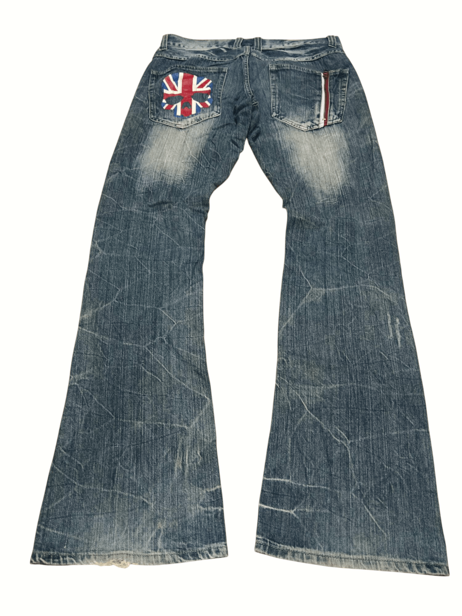 Tornado Mart 💥Jack Serika💥 Union Jack Punk Skull Flare Denim Size US 32 / EU 48 - 5 Thumbnail