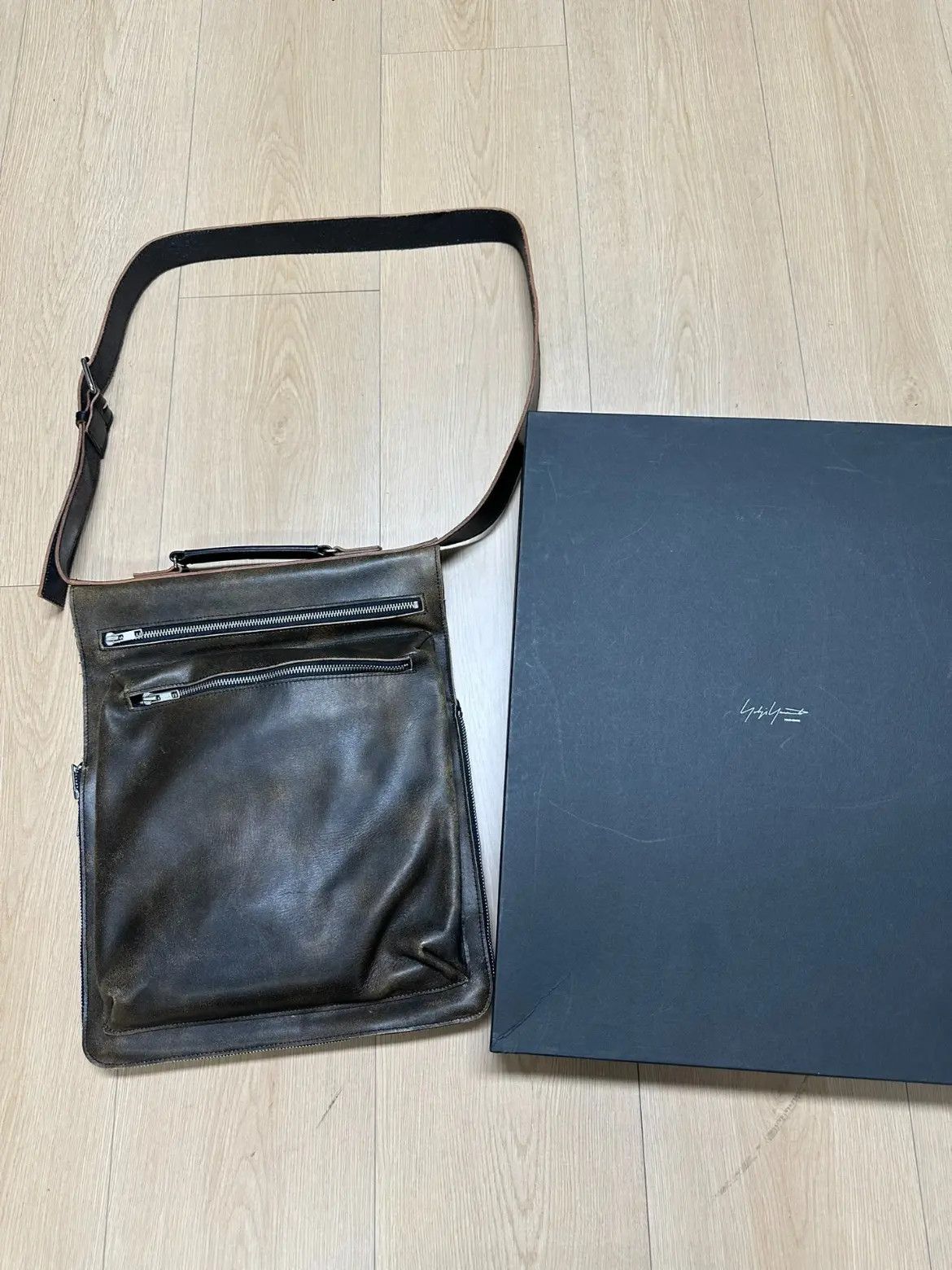 Yohji Yamamoto Pour Homme Double Layers Shoulder Bag in Brown, Men's