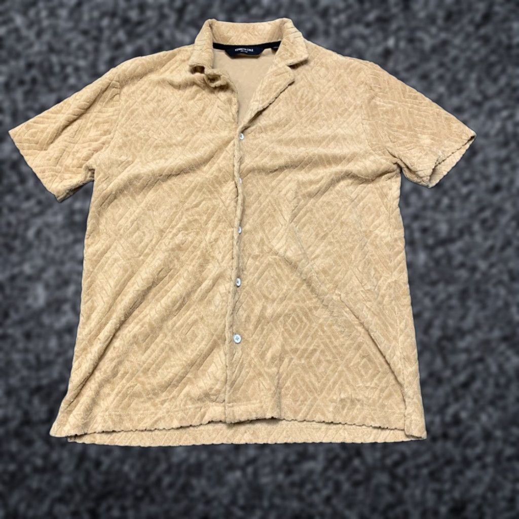 Kenneth Cole Kenneth Cole Shirt Men Small Beige Textured Camp Collar Streetwear Casual Travel Size US S / EU 44-46 / 1 - 1 Thumbnail