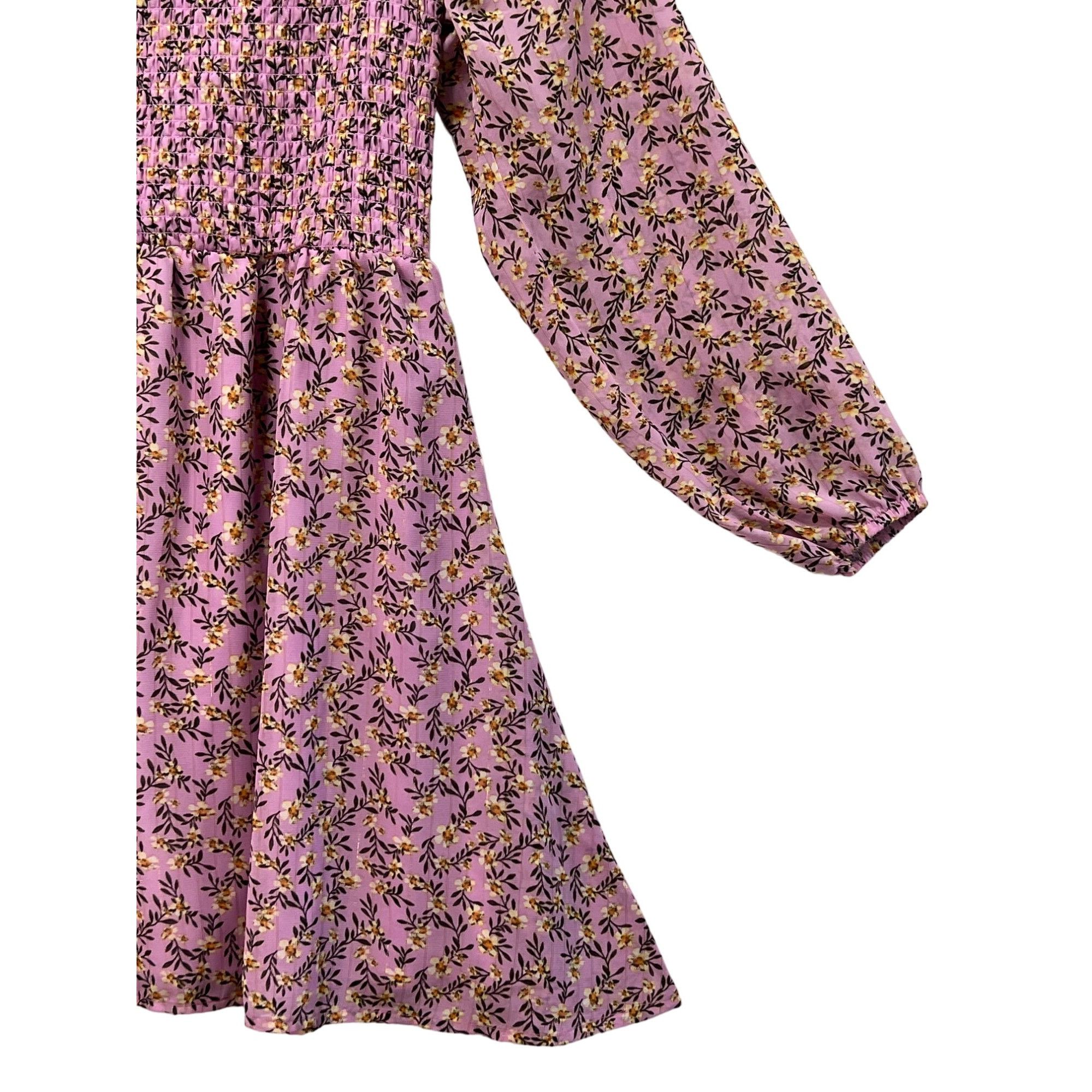 pink dress rue 21 Rue 21 Pink Floral Short Sleeve Swing Skater Fut/Flair Dress size Small  CUTE