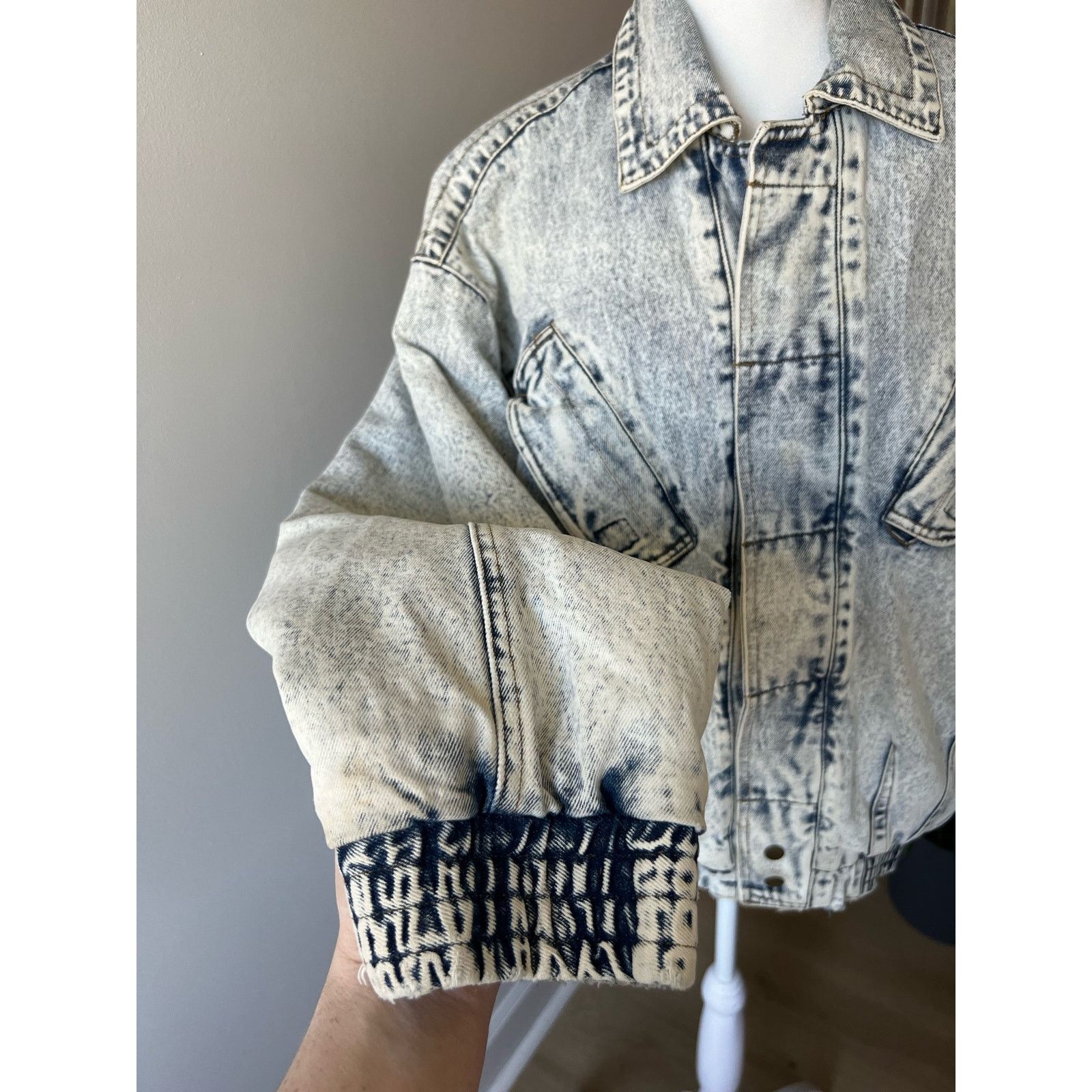 Vintage RARE Bruno 80s Acid Wash Denim Bomber size Medium Size US M / EU 48-50 / 2 - 2 Thumbnail