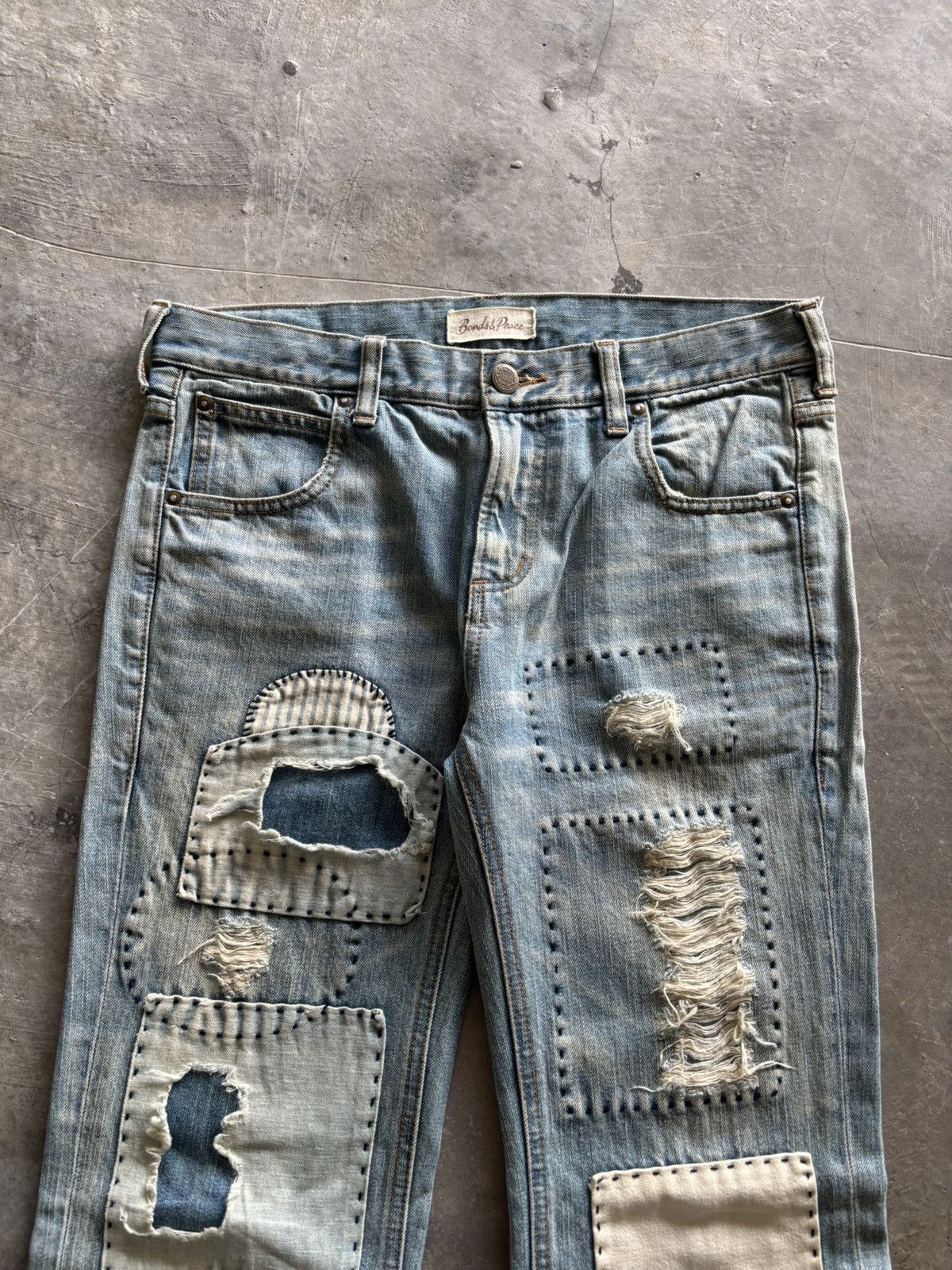 If Six Was Nine distressed flare patchwork bonds & peace japanese punk Size US 34 / EU 50 - 2 Thumbnail