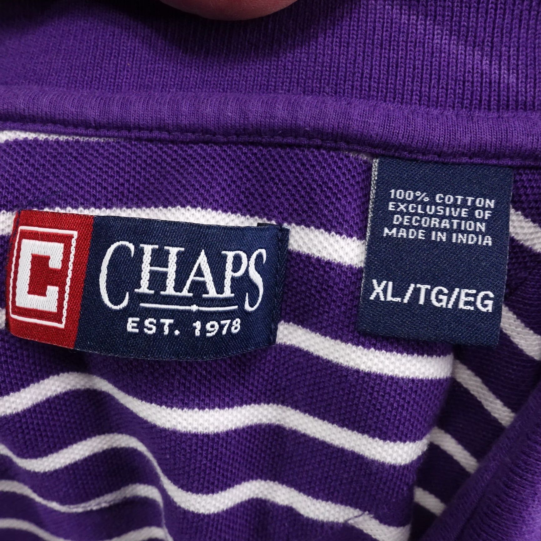 Chaps CHAPS Striped Polo Shirt Mens Short Sleeve Purple Size XL Size US XL / EU 56 / 4 - 6 Thumbnail