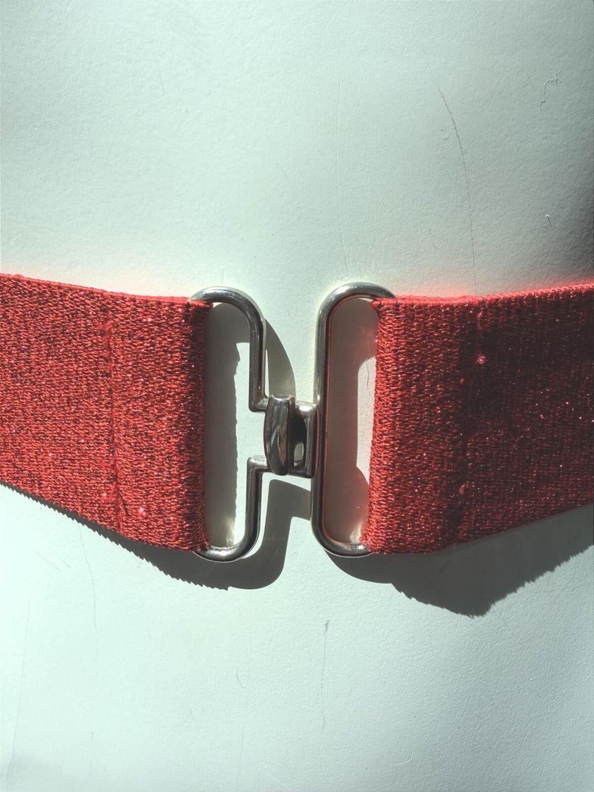 Other Vintage Red Stretch Belt Wide 80s Statement Belt Size ONE SIZE - 7 Thumbnail