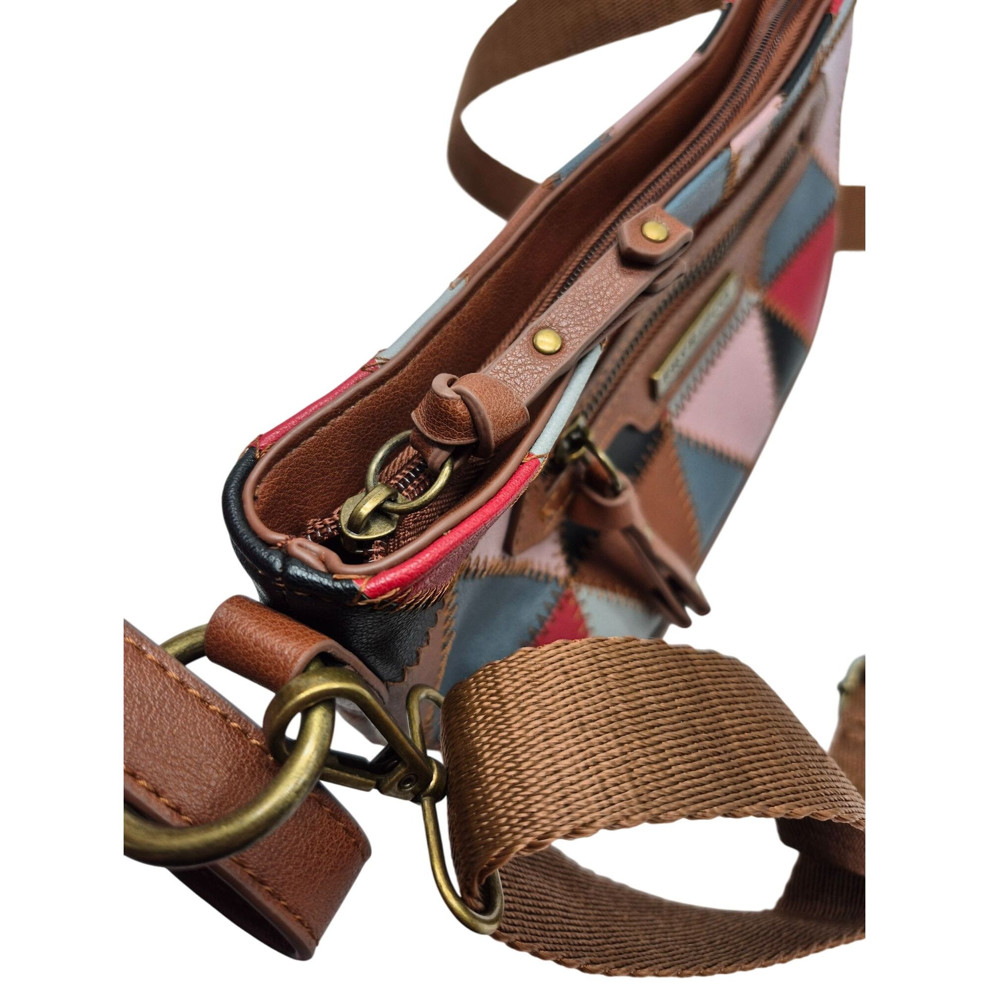 Frye Frye & Co. Geometric Patchwork Leather Crossbody Shoulderbag Size ONE SIZE - 11 Thumbnail