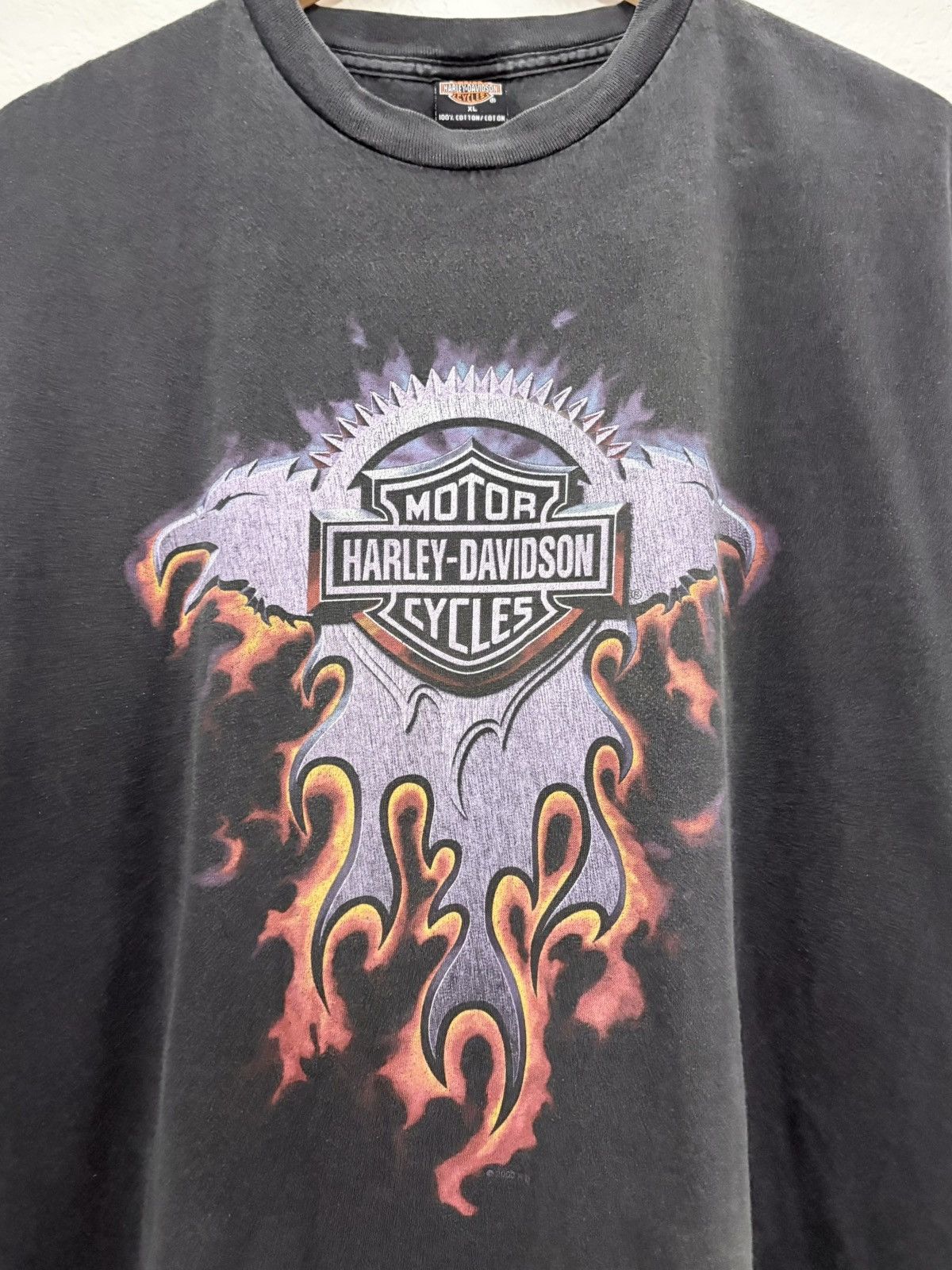 Harley Davidson Harley Davidson Vintage Perfect Fade Purple Flame Eagle Tee Size US XL / EU 56 / 4 - 3 Thumbnail