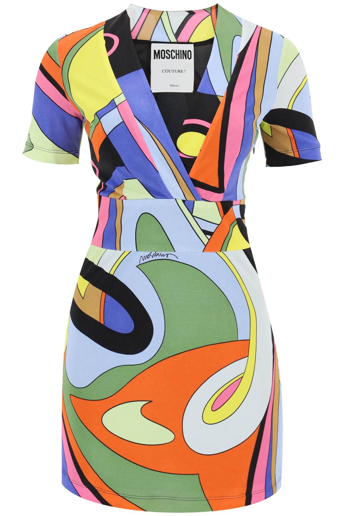 image of Moschino Multicolor Print Mini Dress, Women's (Size Small)