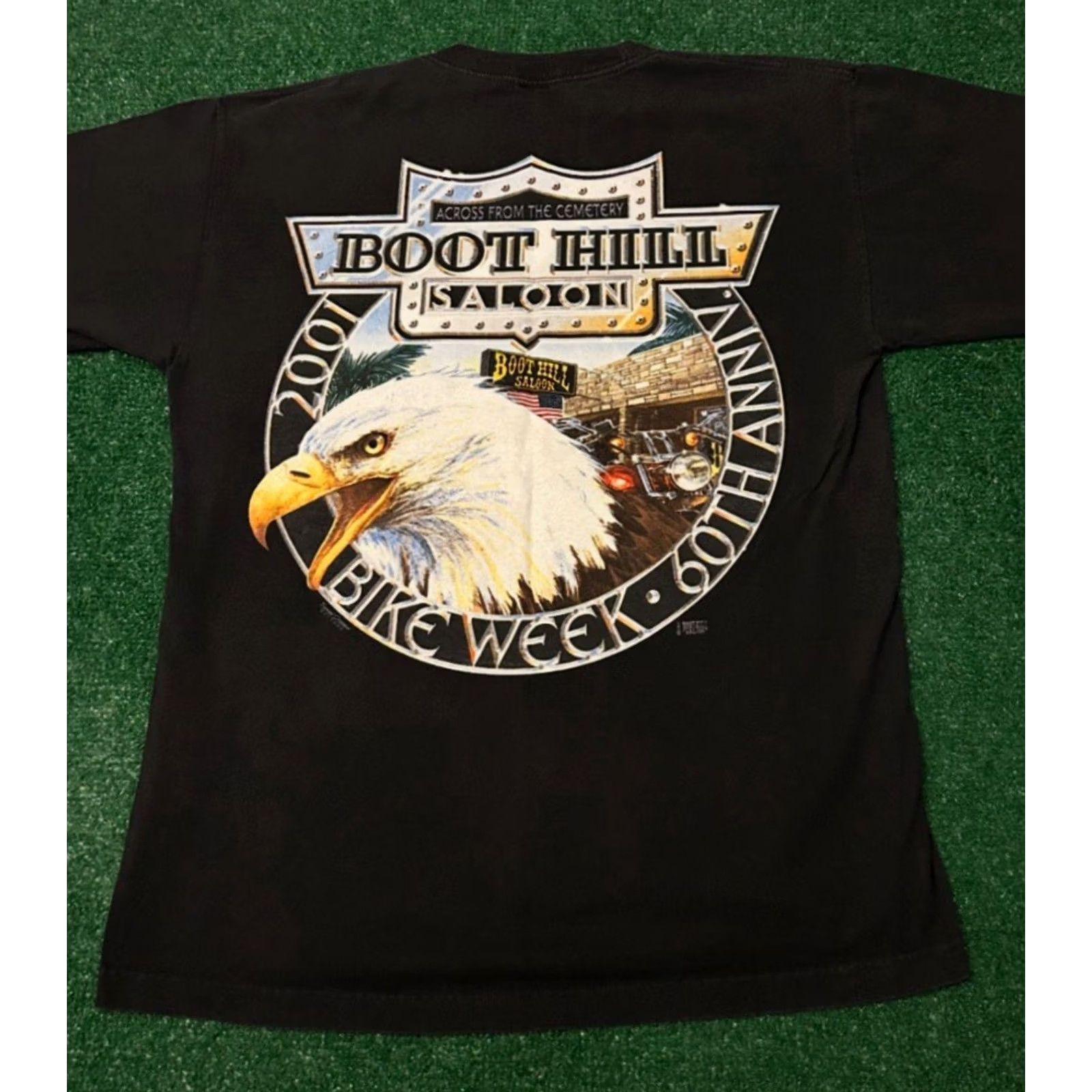 Vintage VINTAGE Boothill Saloon Biker Daytona Bike Week 2001 Y2K VTG Shirt Mens L Black 90s BBQ? Size US L / EU 52-54 / 3 - 4 Thumbnail